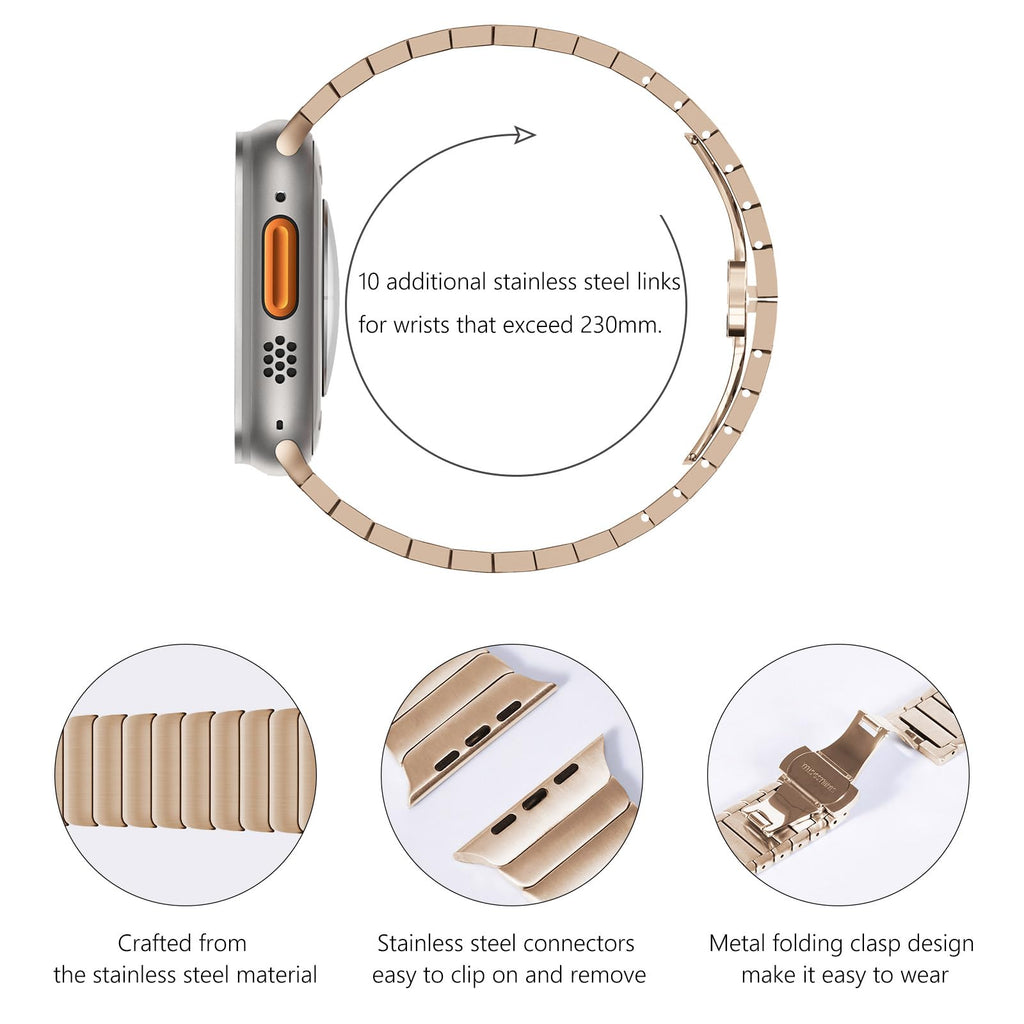 NewWays Titanium & Stainless Steel Link Bracelet for Apple Watch Band Ultra 3 2 1 Band 49mm Series11 10 46mm 42mm 45mm 44mm 41mm 40mm 38mm Series 3-11