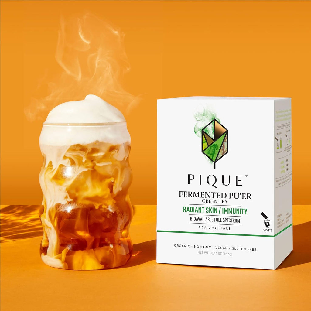 Pique Organic Fermented Pu'er Green Tea Crystals - 28 Single Servings (1 Pack)