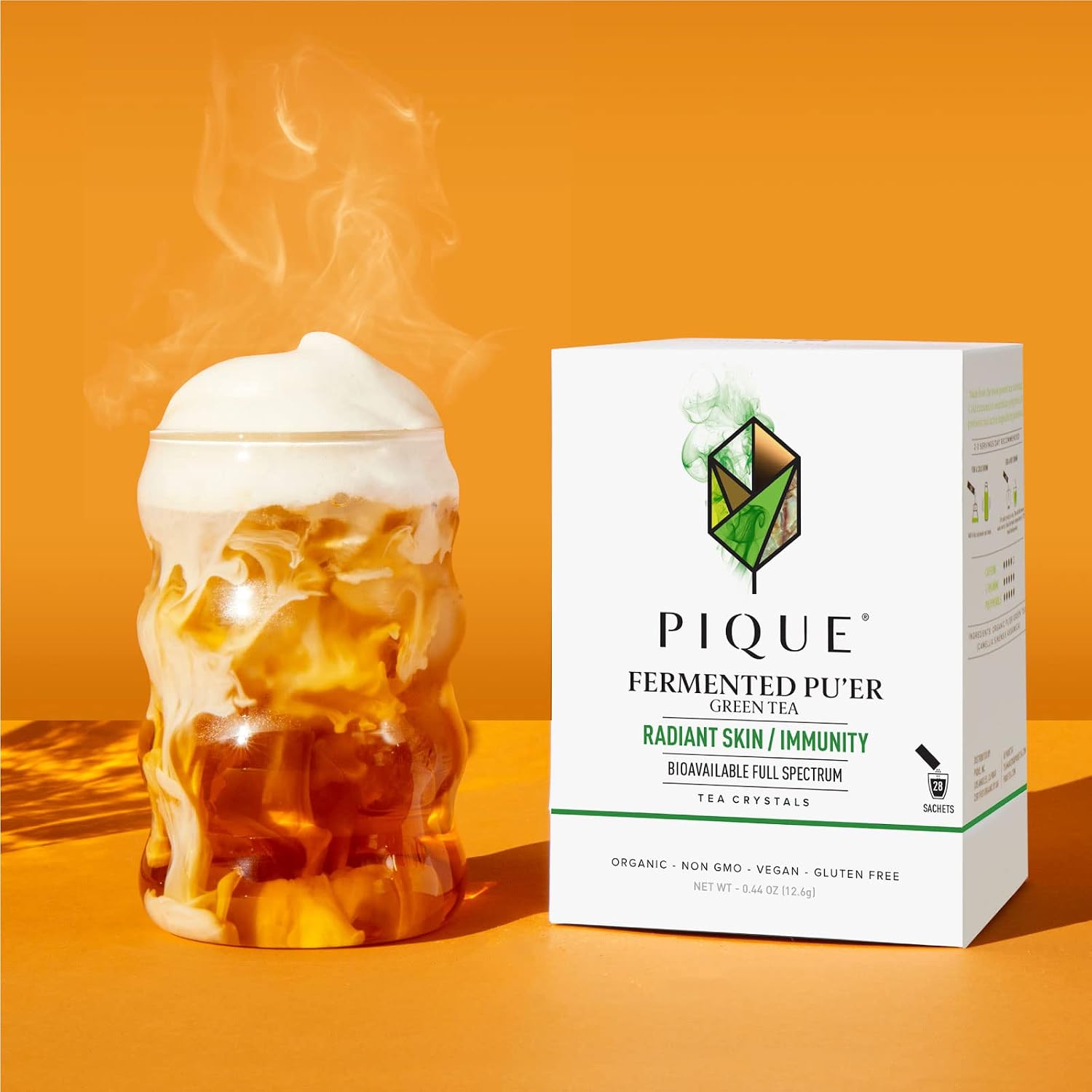 Pique Organic Fermented Pu'er Green Tea Crystals - 28 Single Servings (1 Pack)