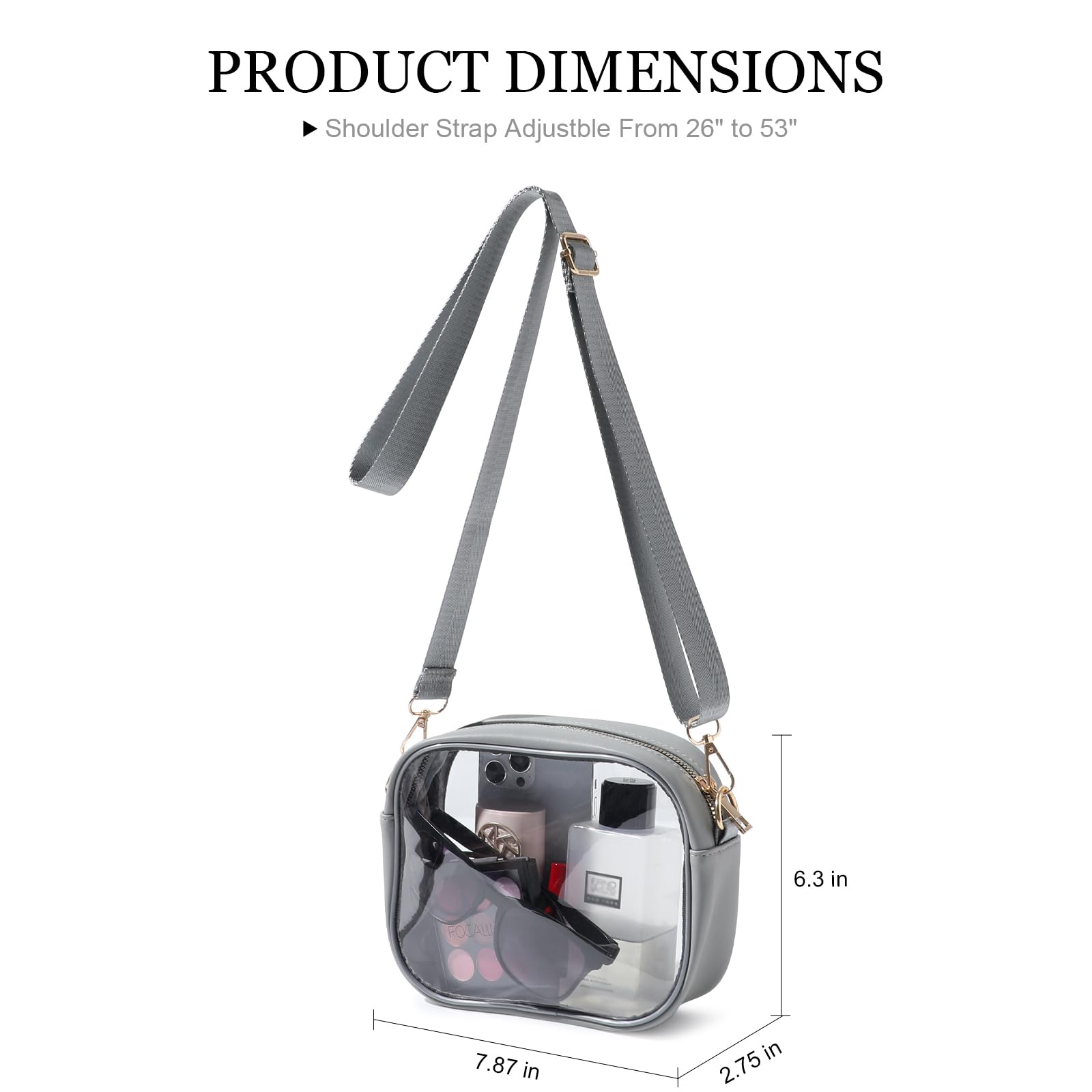 TOBVZOO Clear Bag Stadium Approved, Crossbody Transparent Bag for Concerts Sports Events, Purses for Men & Women