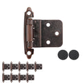JQK 3/8 Inch Inset Cabinet Door Hinges Oil Rubbed Bronze, 4 Pack 2 Pairs Flush Face Mount Cupboard Self-Closing Kitchen Cabinet Hardware Hinges with Door Bumper, CH201-ORB-P4