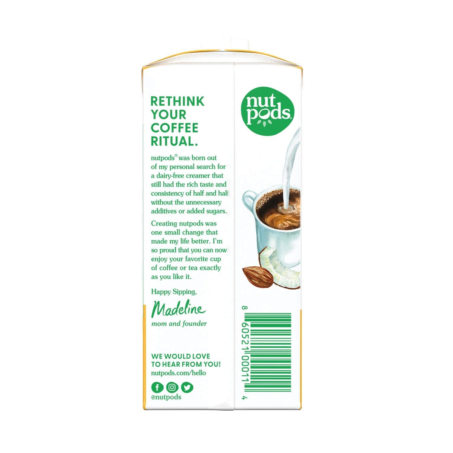 nutpods Original Coffee Creamer - Unsweetened Non Dairy Creamer Made from Almonds and Coconuts - Keto Creamer, Whole30, Gluten Free, Non-GMO, Vegan, Sugar Free, Kosher (4-Pack)