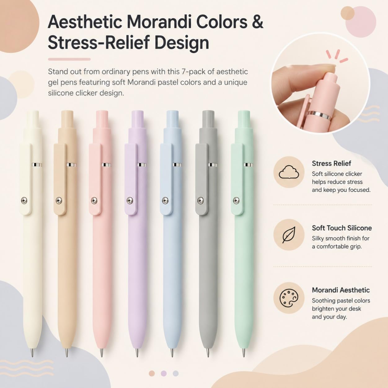 Vanhench 10Pcs Gel Pens, Black Ink Cute Pens for Trendy Stuff, Happy Birthday Gift Basket, Aesthetic Office Supplies (10PCS Gradient)
