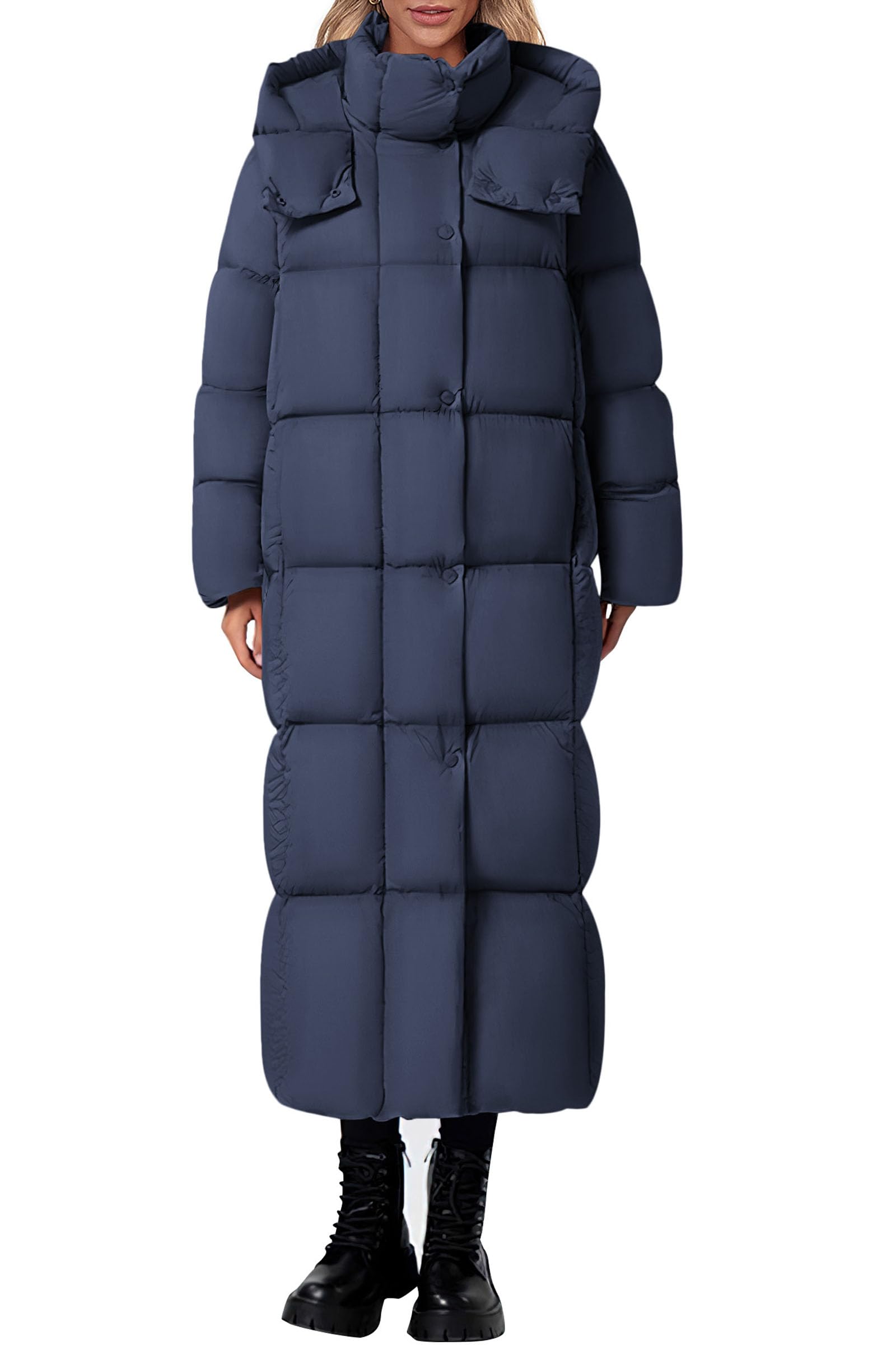 PRETTYGARDEN Women's Winter Long Puffer Coats Hooded Zip Up Casual Thickened Down Jackets Trendy Warm Clothes Outerwear