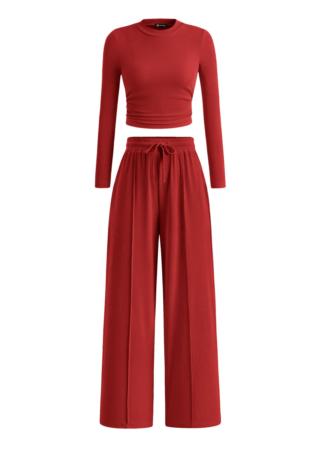 PRETTYGARDEN Women's 2 Piece Sets 2026 Fall Long Sleeve Crop Tops Wide Leg Pants Matching Outfit Tracksuits Spring Clothes
