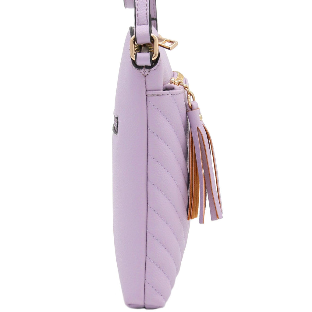 FashionPuzzle Chevron Quilted Medium Crossbody Bag with Tassel Accent
