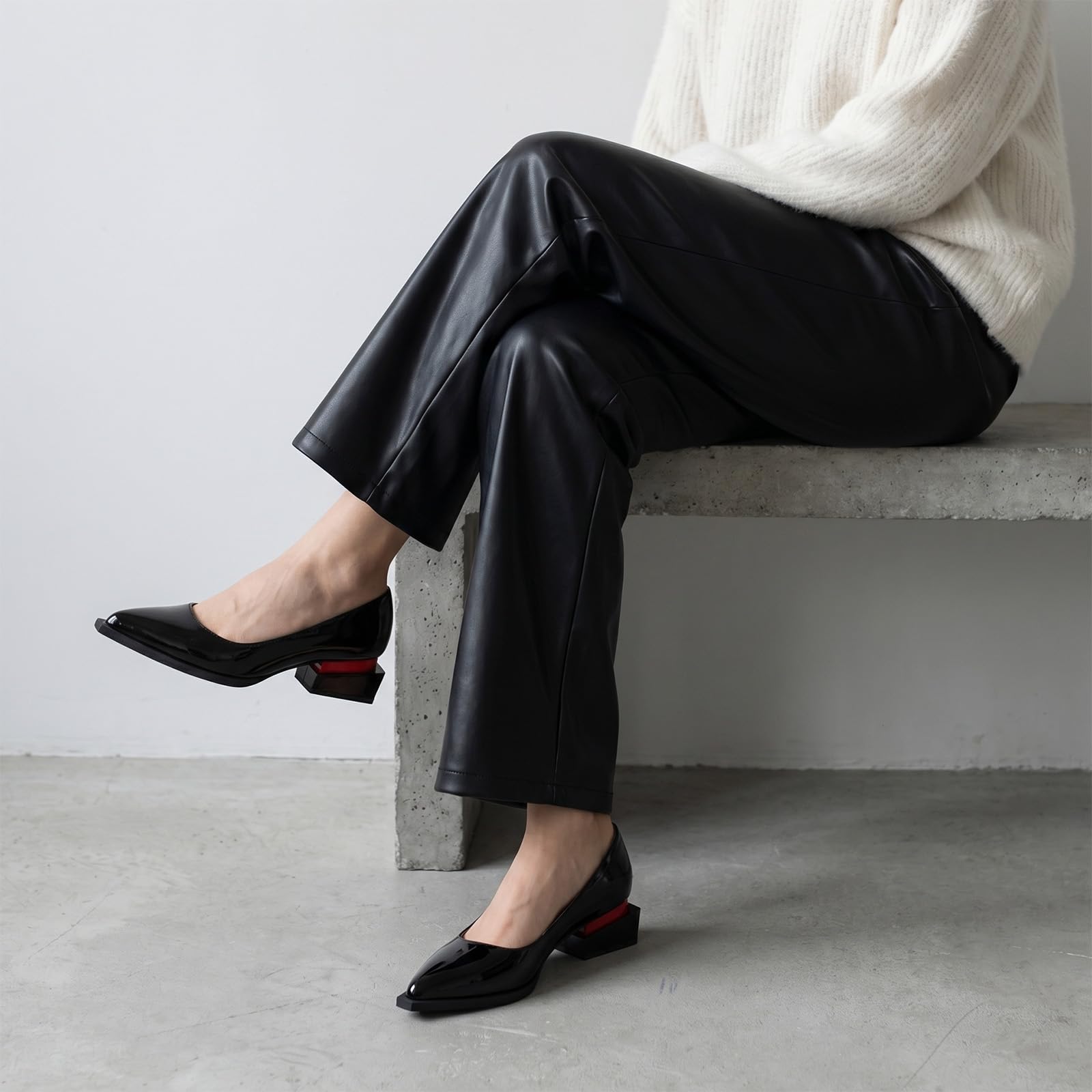 LingxiaUne Dress Shoes for Women, Comfortable Dressy Flats, Womens Chunky Heel Pumps with Arch Support and Pointed Toe