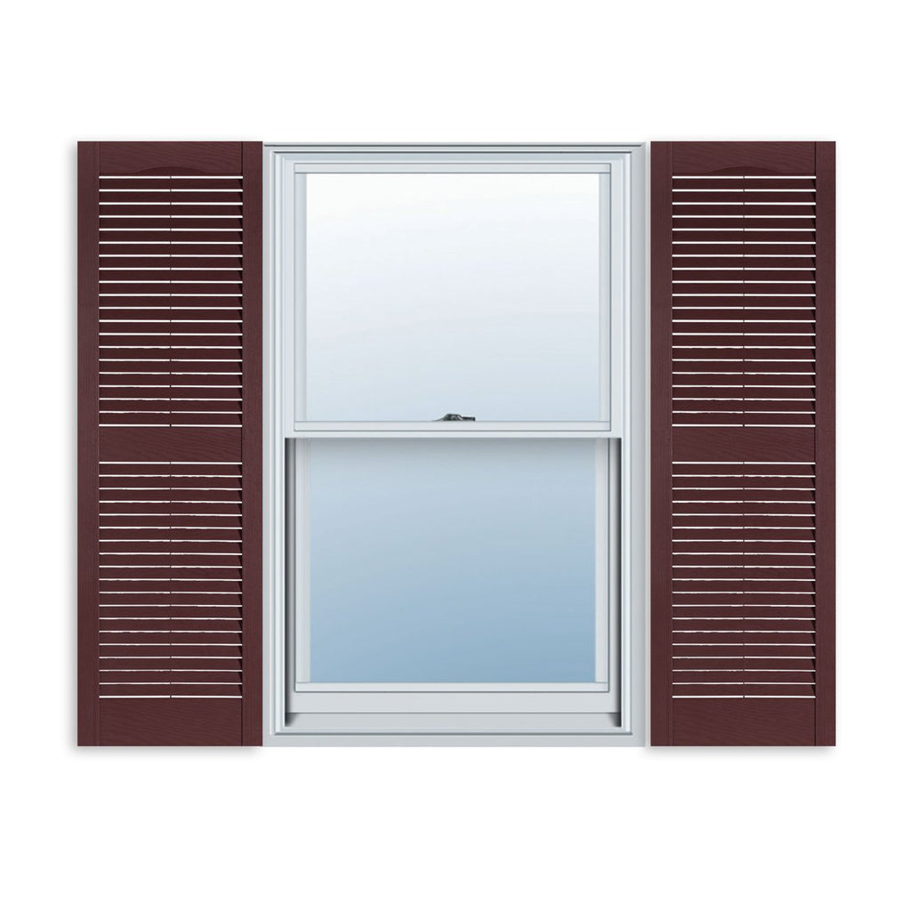Exterior Solutions Standard Louver Exterior Vinyl Window Shutters, Black (Pair), 15 Inch x 35 Inch