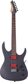 Leo Jaymz Tempest 6-String Electric Guitar, Reverse Headstock, Mahogany Body,Alnico V Pickups, Roasted Maple Neck, Rosewood Fretboard, Locking Tuners, 2-Point Tremolo Bridge (Tempest Matte Black)
