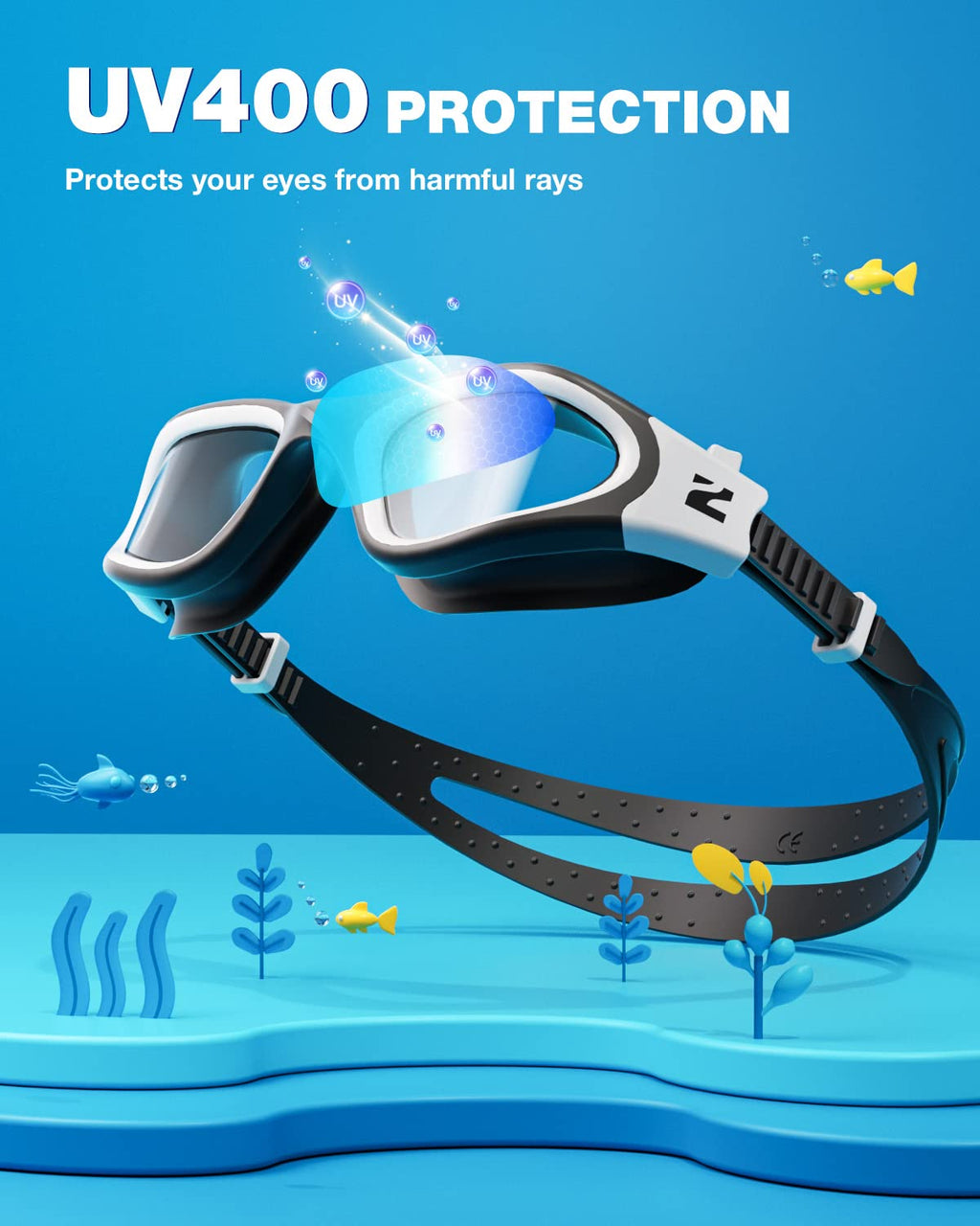 ZIONOR Kids Swim Goggles, G1MINI SE No Leak Anti-Fog Goggles for Kids 6-14, Soft Silicone Comfort Fit, Easy Adjust Strap