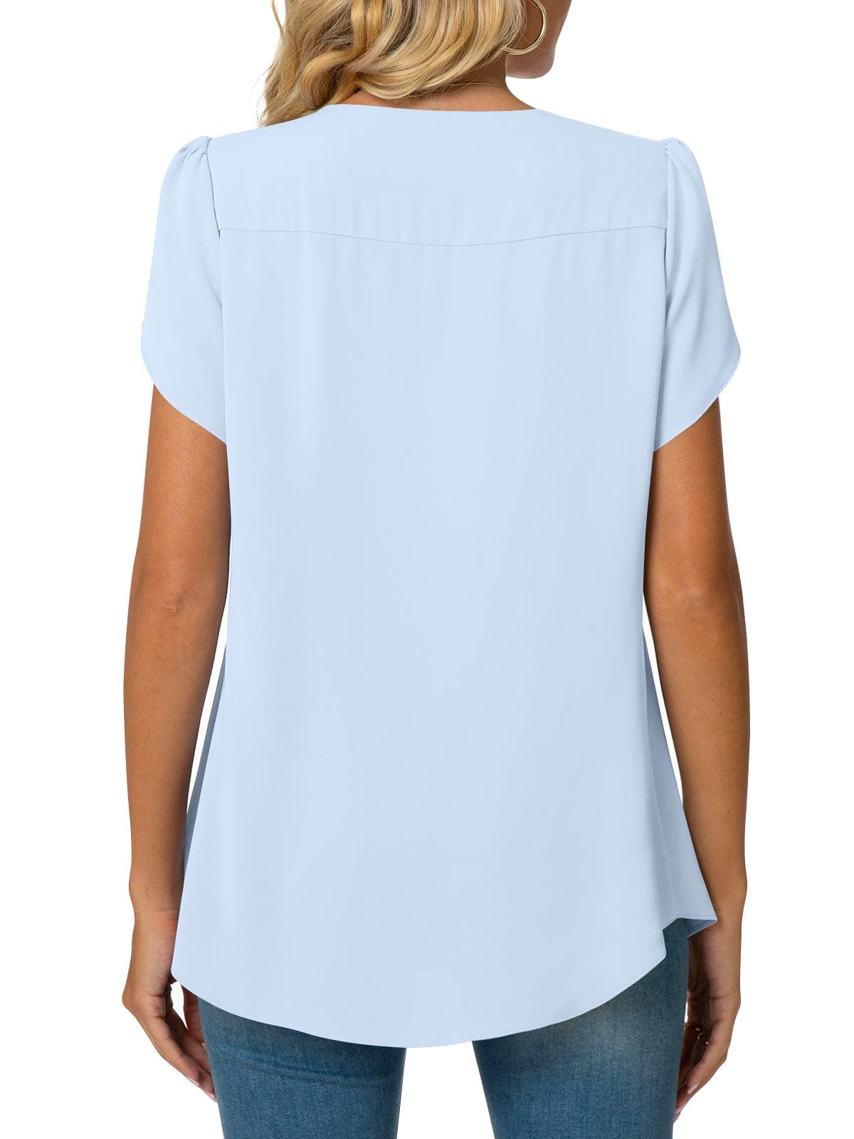 Bestbee Womens Plus Size Tops Dressy Casual Summer Chiffon Blouses Short Sleeve Dress Shirts Business Loose Fit Tunics
