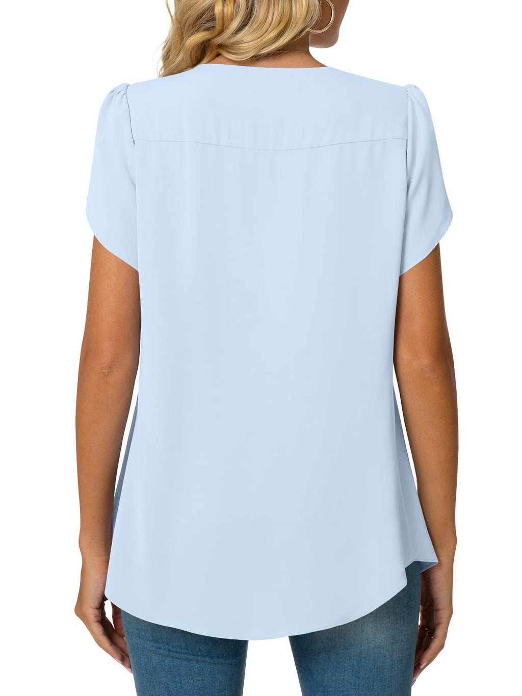 Bestbee Womens Plus Size Tops Dressy Casual Summer Chiffon Blouses Short Sleeve Dress Shirts Business Loose Fit Tunics