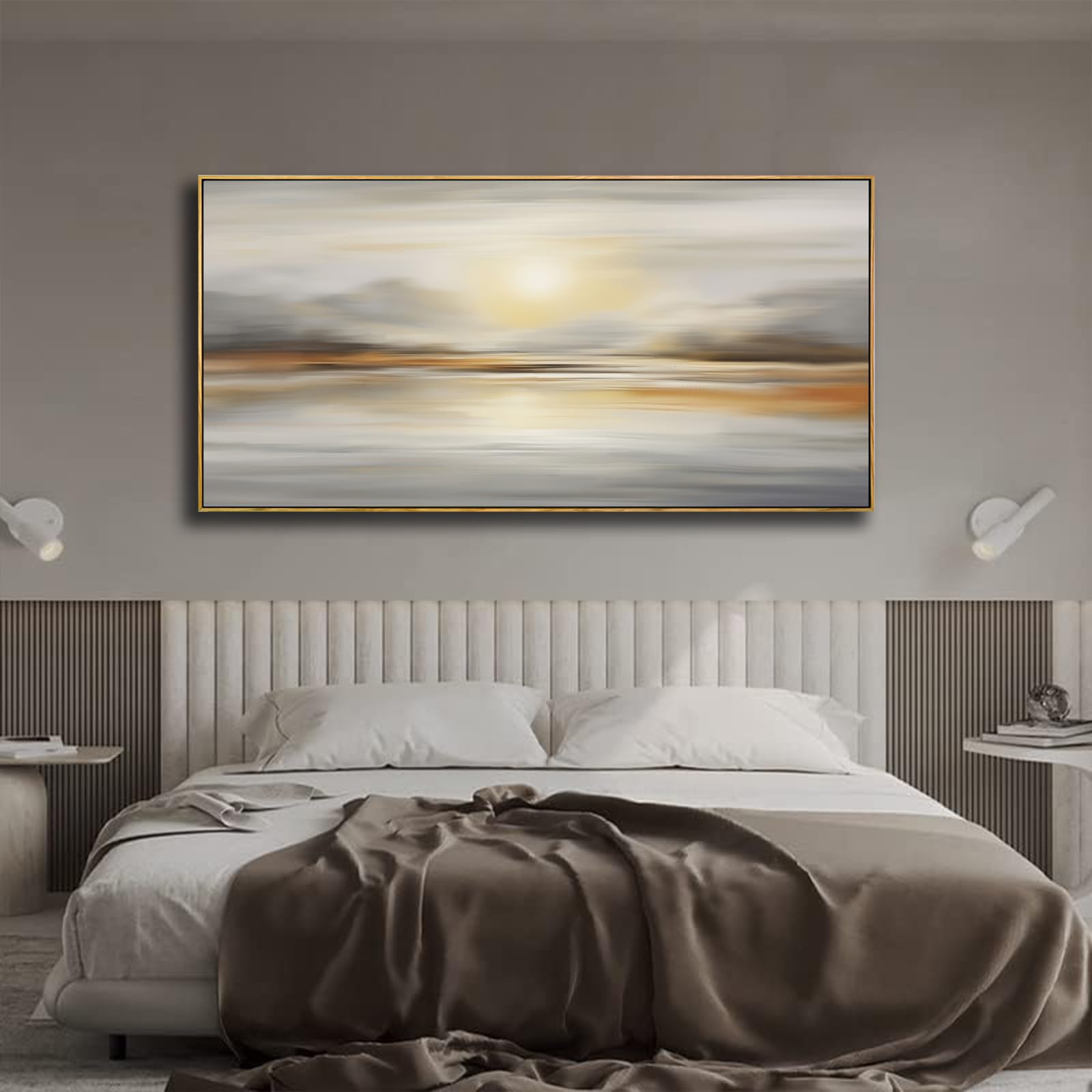 VHMING Abstract Wall Art Artwork Retro Trees Pictures Decor Canvas Painting Framed Ready to Hang Living Room Bedroom and Office Wall Decor 20x40 Inch