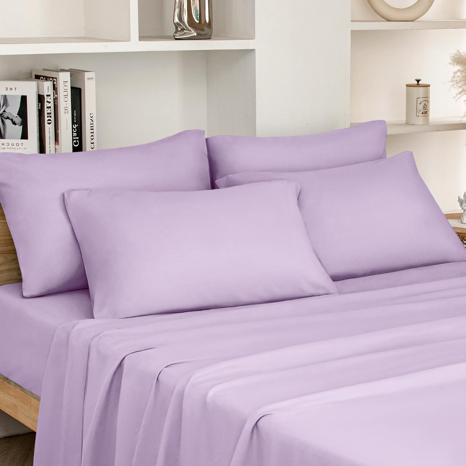 HOMEIDEAS Full Size Bed Sheets - 6 Piece Set (Aqua Blue) - Extra Soft Brushed Microfiber 1800 Bedding Sheets, Deep Pocket, Wrinkle & Fade Free