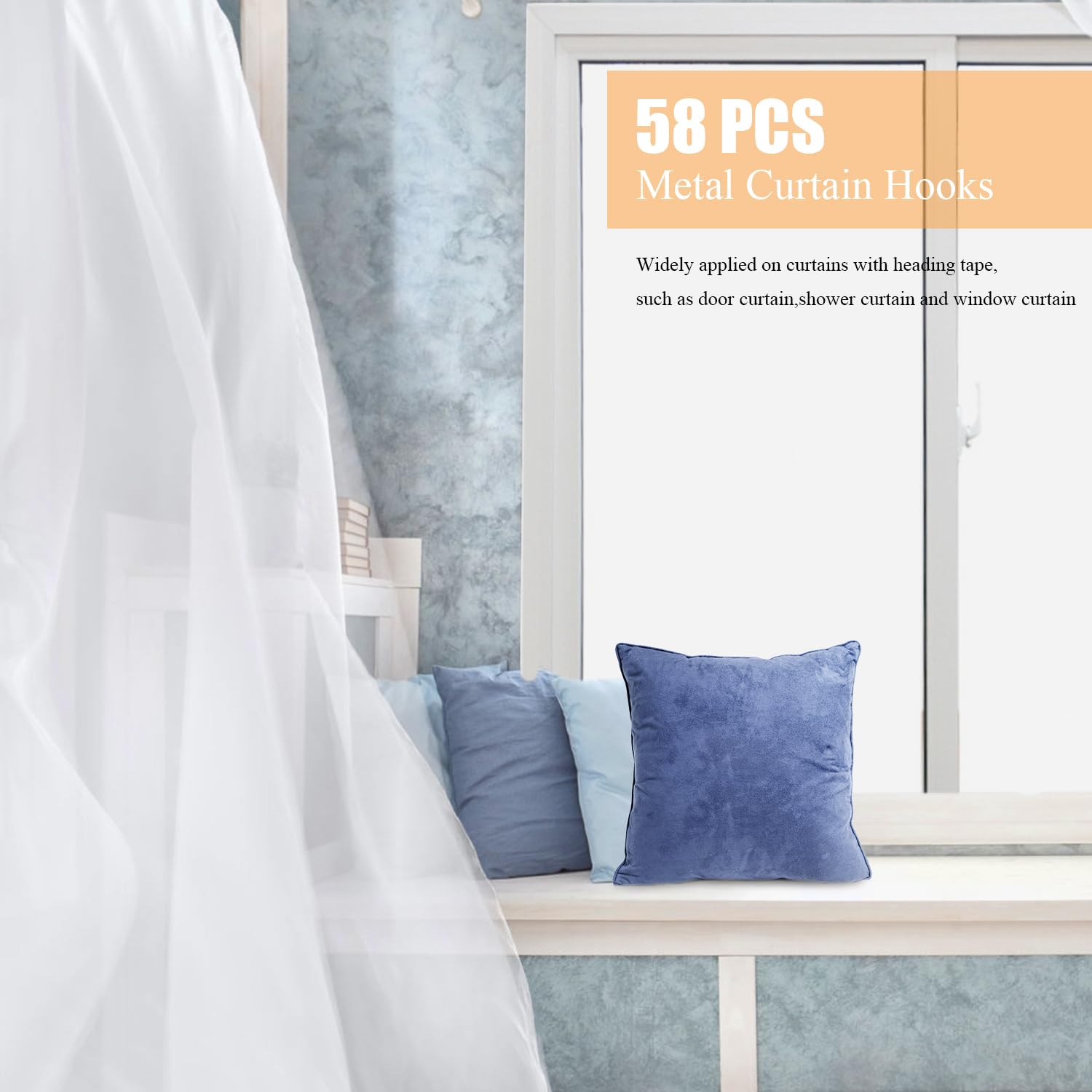 1.2 Inches Curtain Hooks, Sopito 58pcs Metal Drapery Pin and Hook for Door Window Shower Curtain, Bronze