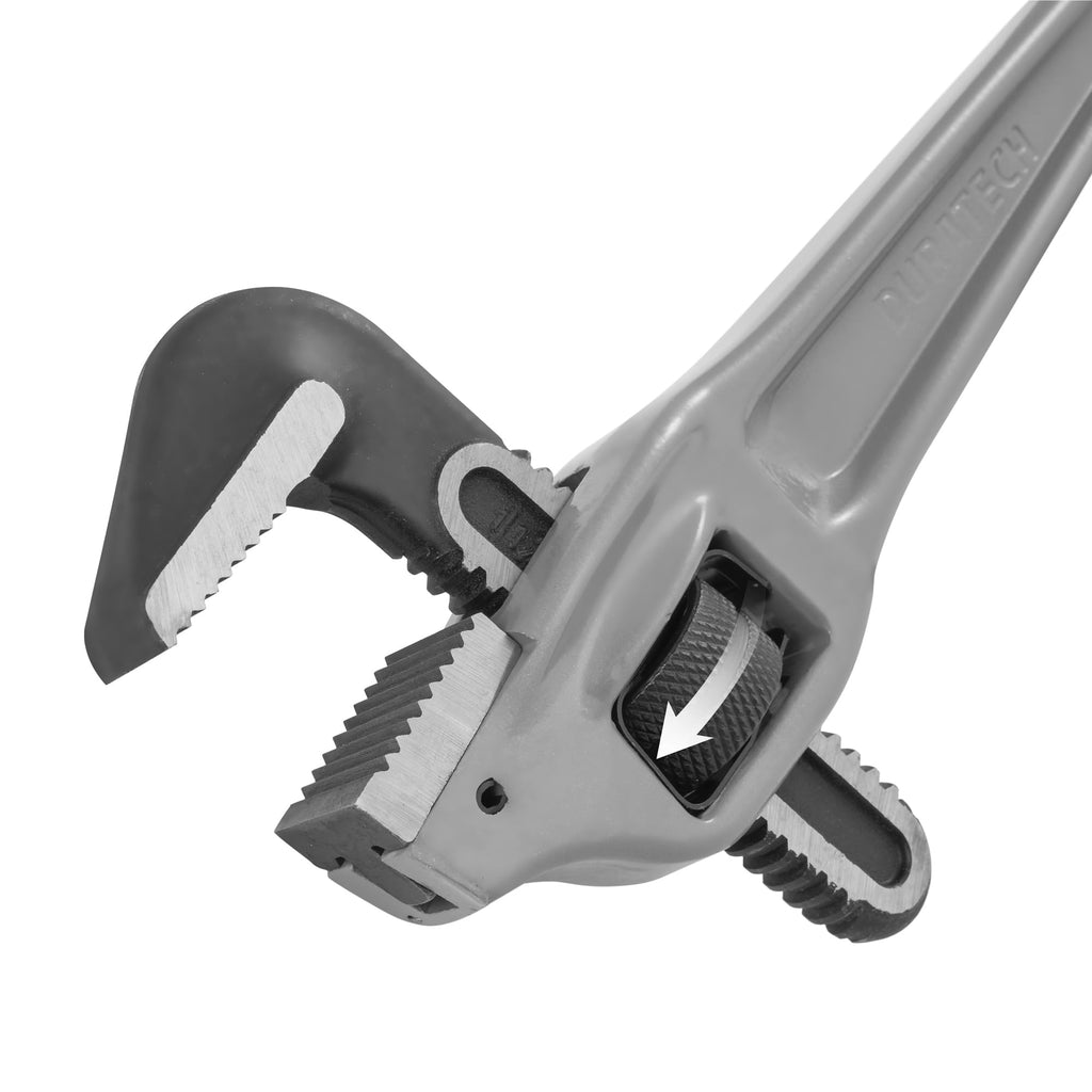 DURATECH 8-inch Heavy Duty Aluminum Straight Pipe Wrench, Adjustable Plumbing Wrench, Drop Forged, Exceed GGG standard