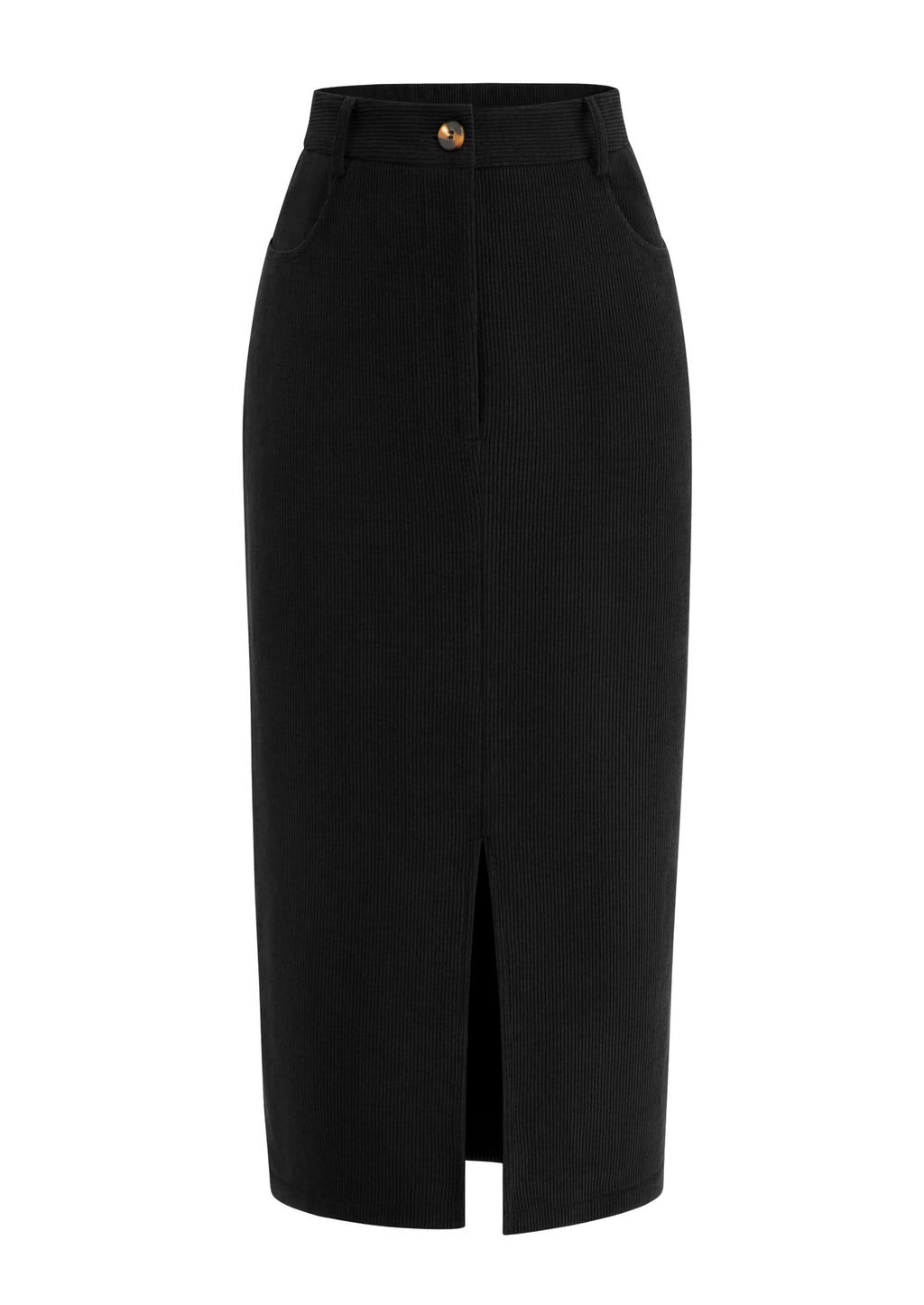 PRETTYGARDEN Corduroy Skirt Women Fall Midi Pencil Skirts | High Waisted Fashion Bottoms, Trendy Front Slit, Pockets, Comfy Dressy Clothes for Winter Casual Outings, Date Nights & Work