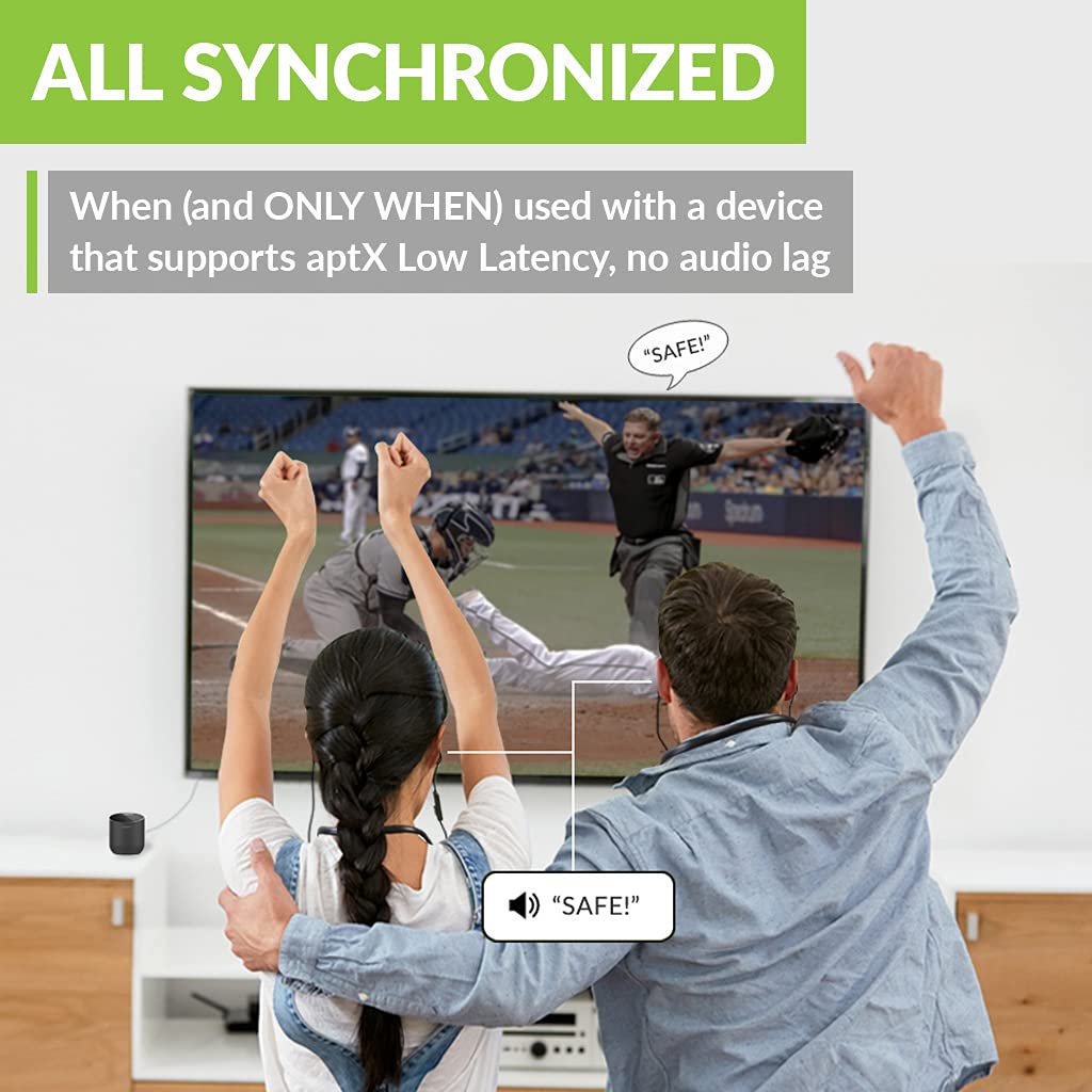 Avantree Orbit Bluetooth 5.0 Audio Transmitter for TV with 5.1 Surround Sound Passthrough Support, Class 1 Long Range, LED Display, Dual Link, 100% TV Compatibility Delivers No Lip sync Delay