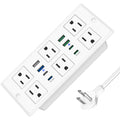 45W Recessed Power Strip, Flush Mounted Surge Protector(1200J) with 6 AC Outlets & 8 USB Ports(4 USB-C), 45°Flat Plug, 6FT Flat Power Cord(Black)
