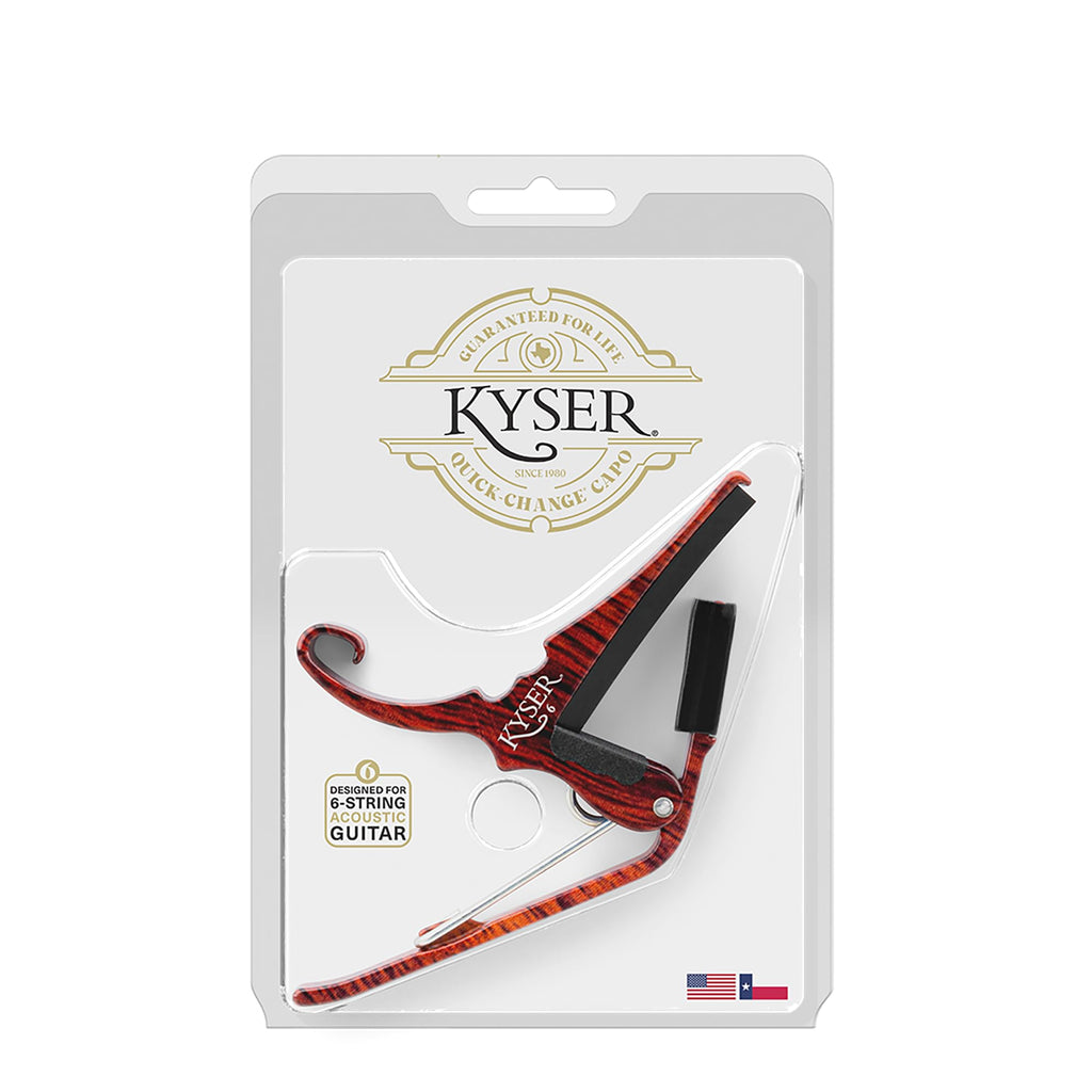 Kyser Musical Products Quick-Change Guitar Capo, KG6ABA, Abalone - For 6-String Acoustic Guitars, Made in USA, Quality, Strong, Lightweight, Quick & Easy Key Changes, Innovative, Perfect Fit