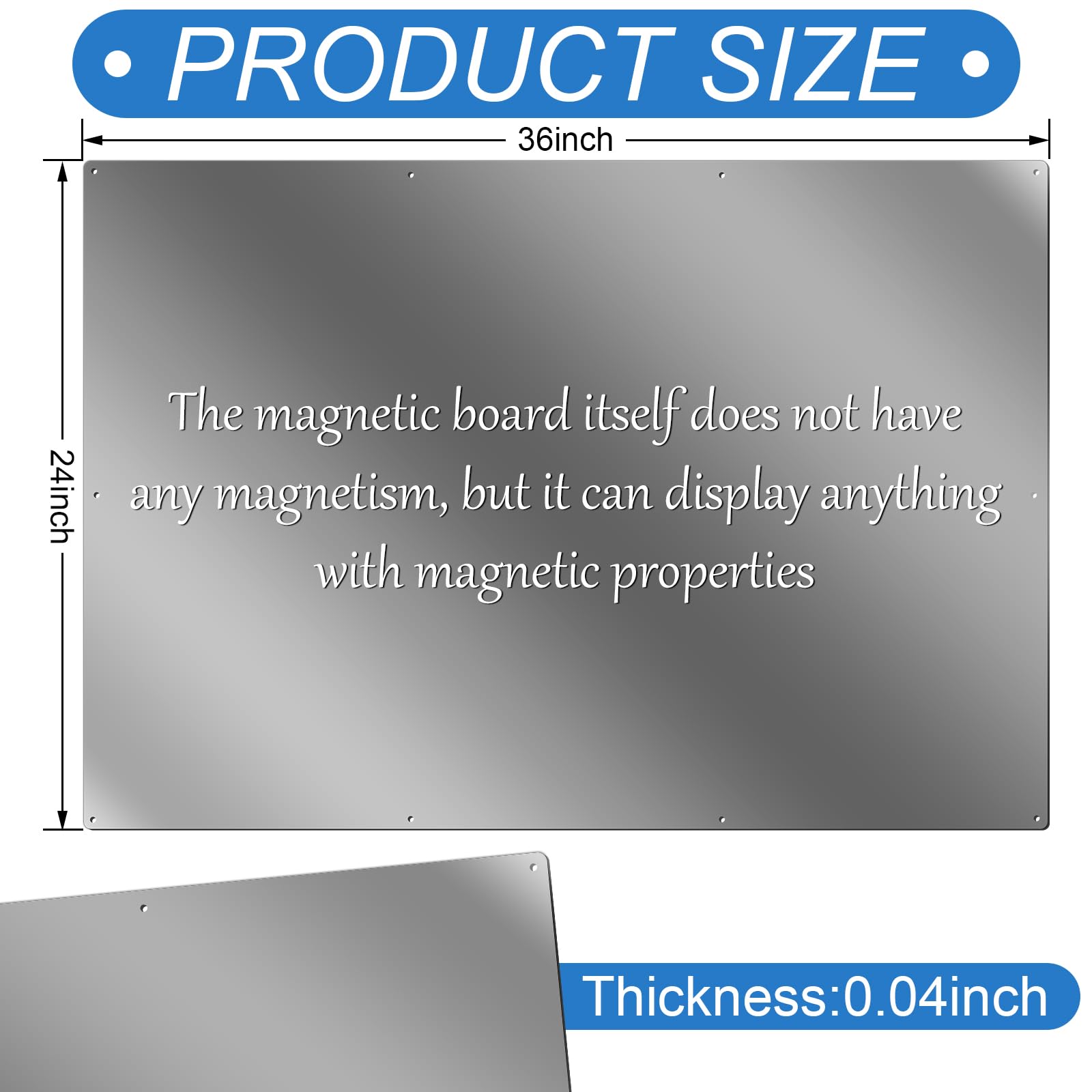 Ireer Magnetic Board Steel Magnet Bulletin Boards for Walls to Display Magnetic Notes Photos for Home Office Classroom, Pre Drilled with Screws and Dry Wet Erase Feature(Black,24 x 48 Inch)