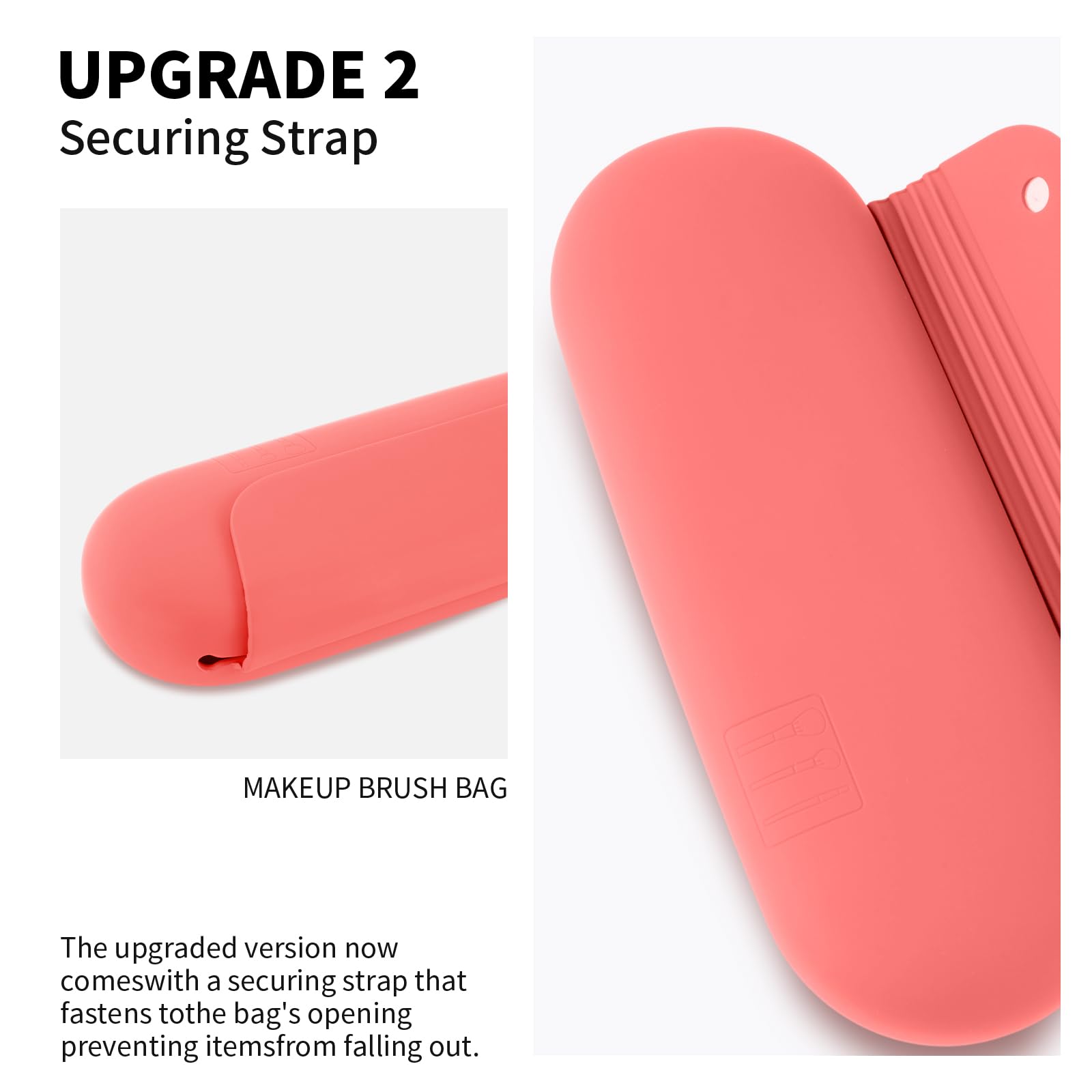 AGIKET Silicone Makeup Brush Holder Travel Cosmetic Bag：Soft Portable Cosmetic Face Brushes Holder with Upgrade Anti-Fall Out Magnetic Closure, Large Travel Makeup Brush Case - Walnut