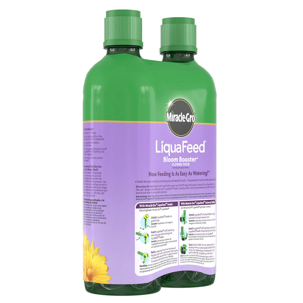 Miracle-Gro LiquaFeed Bloom Booster Flower Food Refills, Plant Fertilizer, 16 fl. oz., 2 Bottles/Pack (6-Pack)
