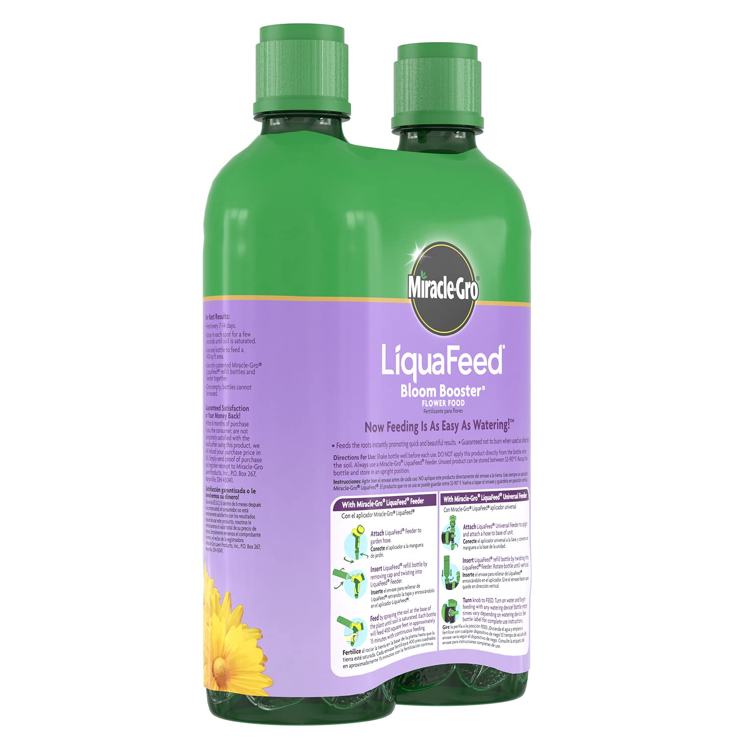Miracle-Gro LiquaFeed Bloom Booster Flower Food Refills, Plant Fertilizer, 16 fl. oz., 2 Bottles/Pack (6-Pack)