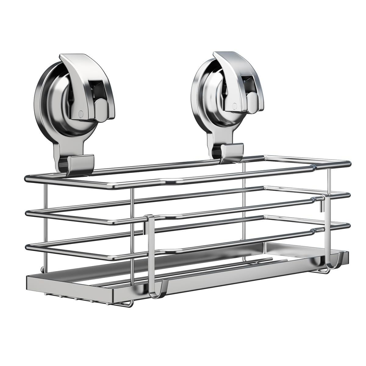 TESOT Suction Cup Shower Caddy, Shower Shelf Soap Dish with Hooks for Razor, Sponge, Rust Proof 304 Stainless Steel, Black
