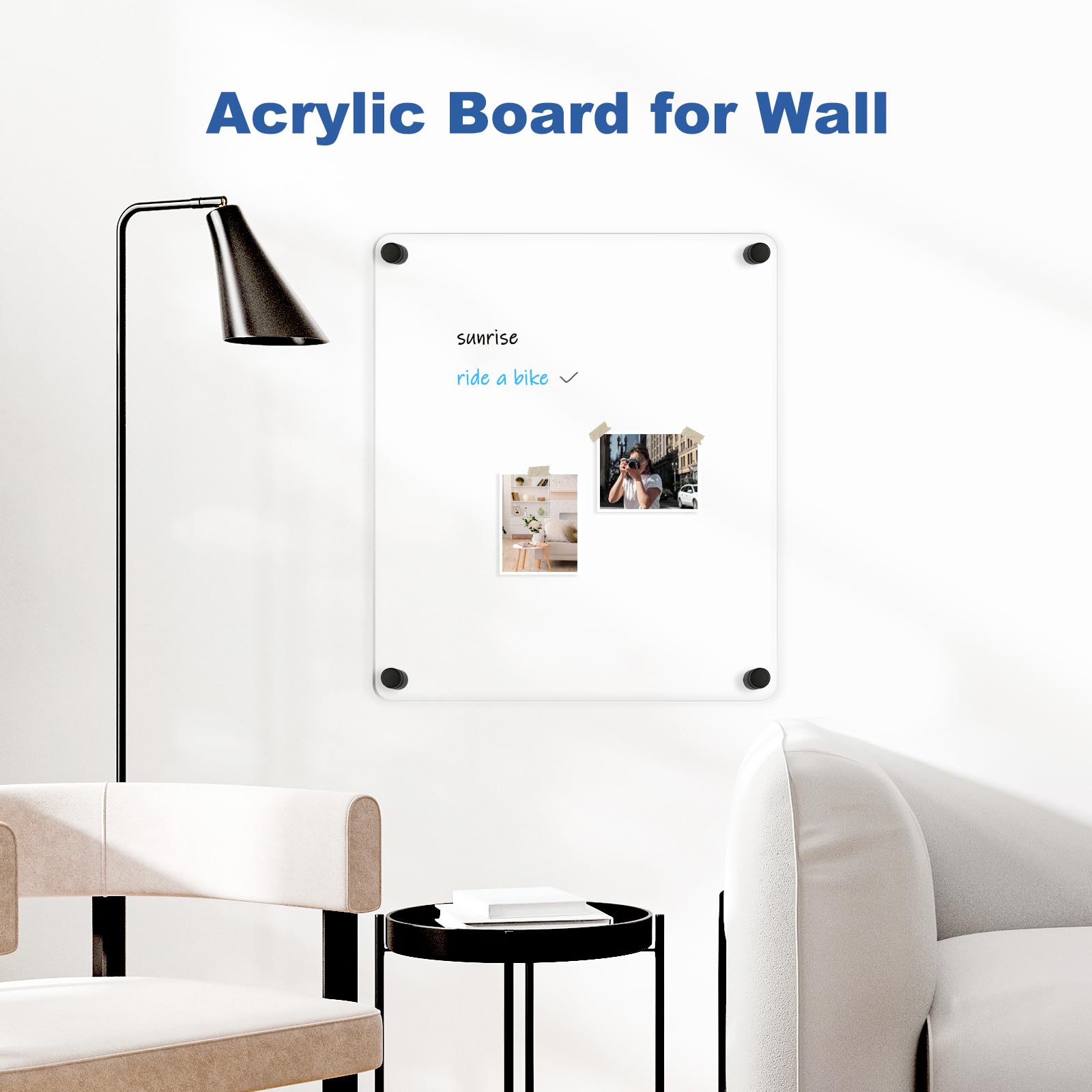 Acrylic Calendar for Wall Whiteboard, 12" x 12" Weekly Clear Dry Erase Board, Small Planning Board White Board for Wall, Home, Office, School