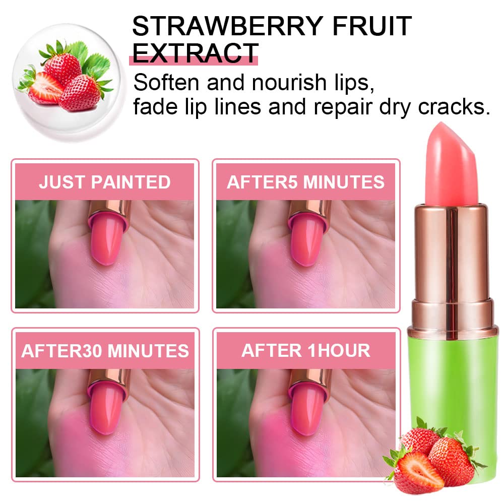 evpct 2Pcs Blueberry Tinted Lip Balms PH Lip Color Changing Lipstick Balm Stain Gift Set Queen for Women Girls Korean Mood Long Lasting Color Change Light Pink Lipstick Lip Tint Plumper Gloss