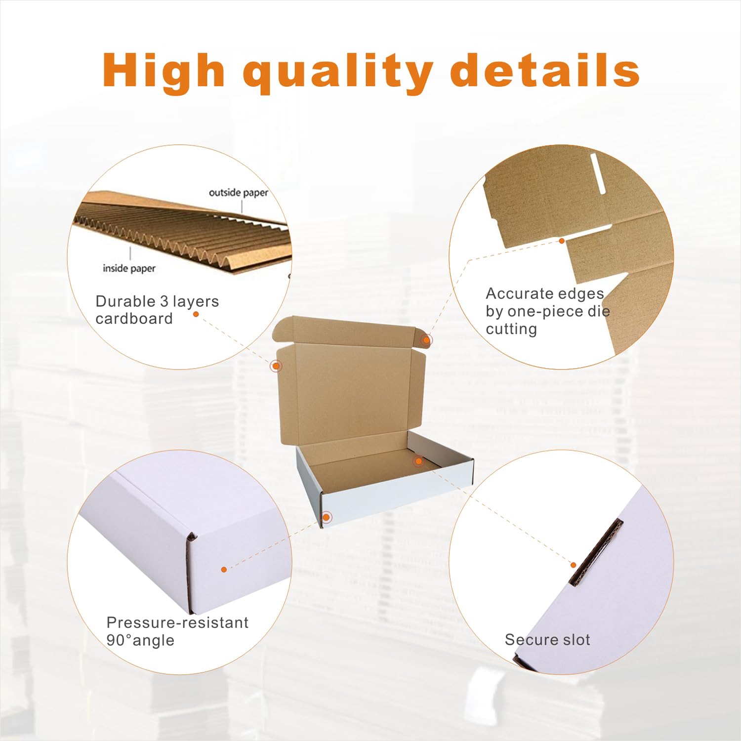 4x4x1'' Small Shipping Boxes 25 Pack, Corrugated Cardboard Mailers for Business, Black (CM441B25)