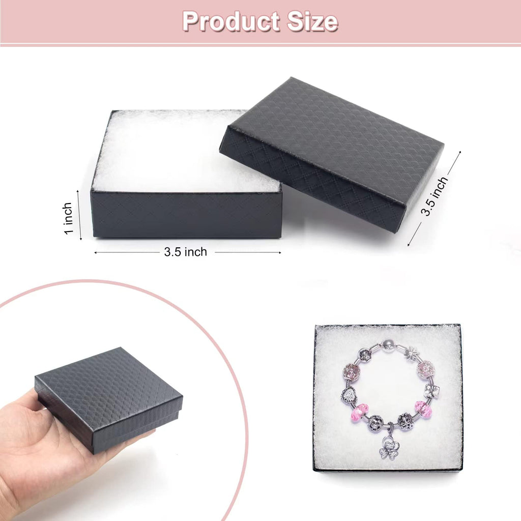 Cardboard Jewelry Black Gift Boxes 20 Pack3.5×3.5×1 inches, its apply to displaying necklaces, rings, bracelets, earrings