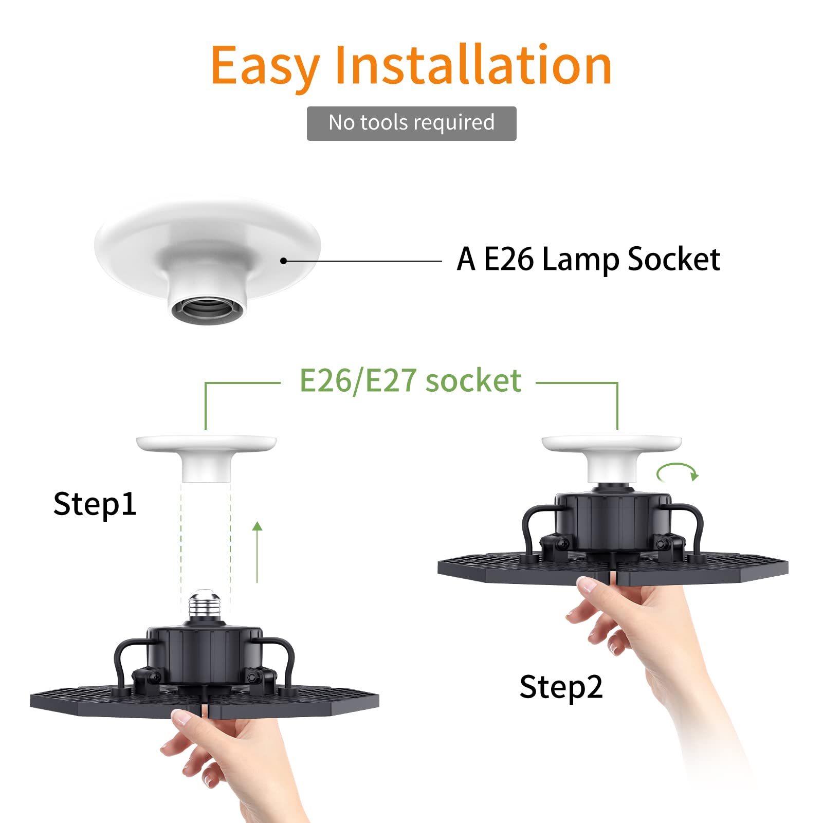 KERNOWO LED Garage Lights, 140W 18500 Lumens Garage Lighting, 6000K Daylight with Deformable Three Panel Ceiling Light Fixture E26/E27 Triple Glow LED Shop Light for Basement Workshop Warehouse