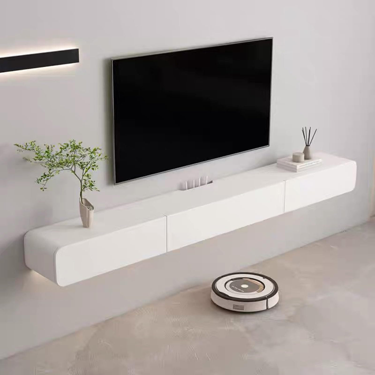 FPIGSHS Wall Mounted Media Console with 2 Drawers Solid Wood Floating TV Stand Hanging TV Shelf Entertainment Center TV Cabinet, for Home Office (A, 120cm/47.2in)