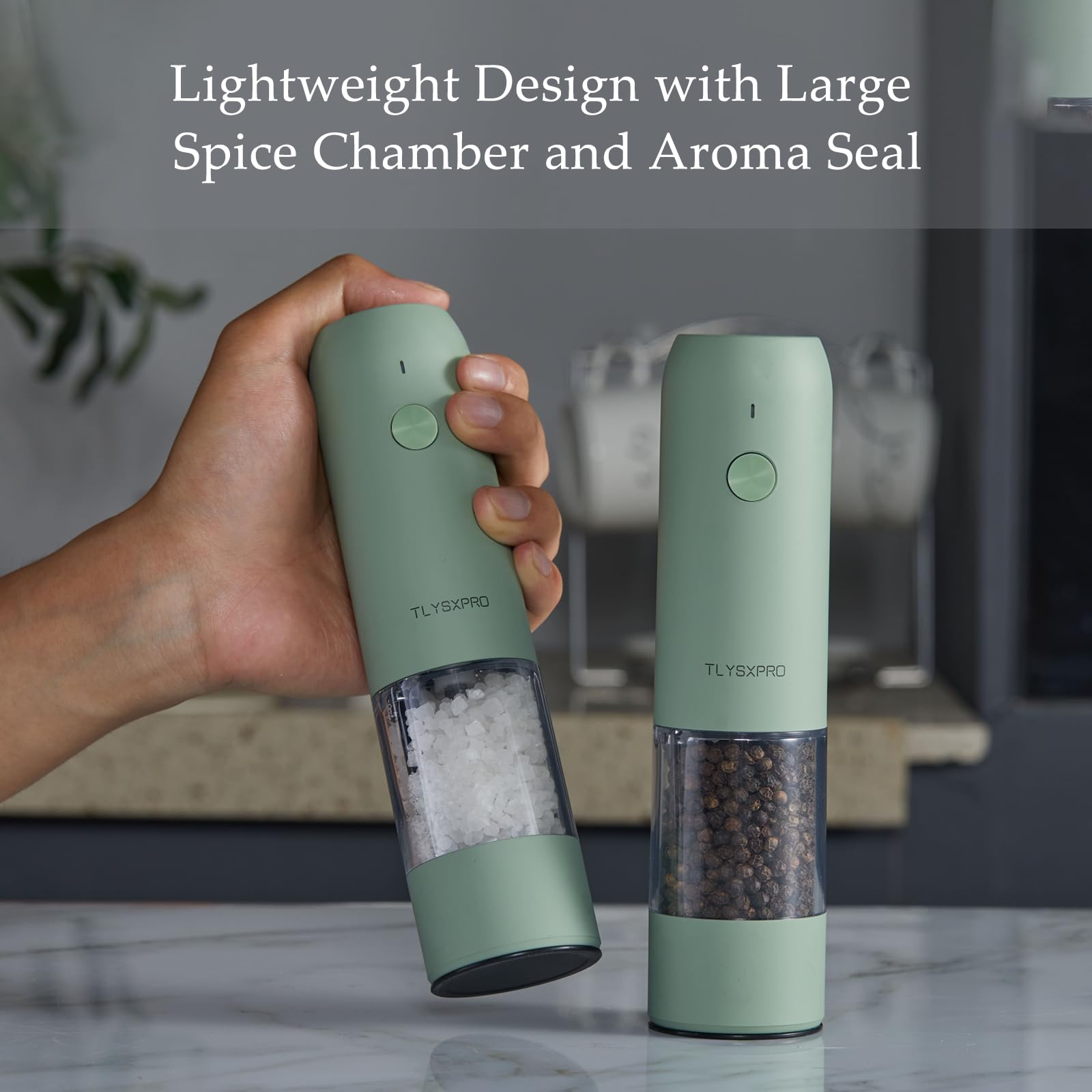 Electric Salt and Pepper Grinder Set, USB Rechargeable, Automatic Salt and Pepper Mill Grinder with Adjustable Coarseness, Electric Salt Shakers, LED Light, Refillable (2 Packs, Black)