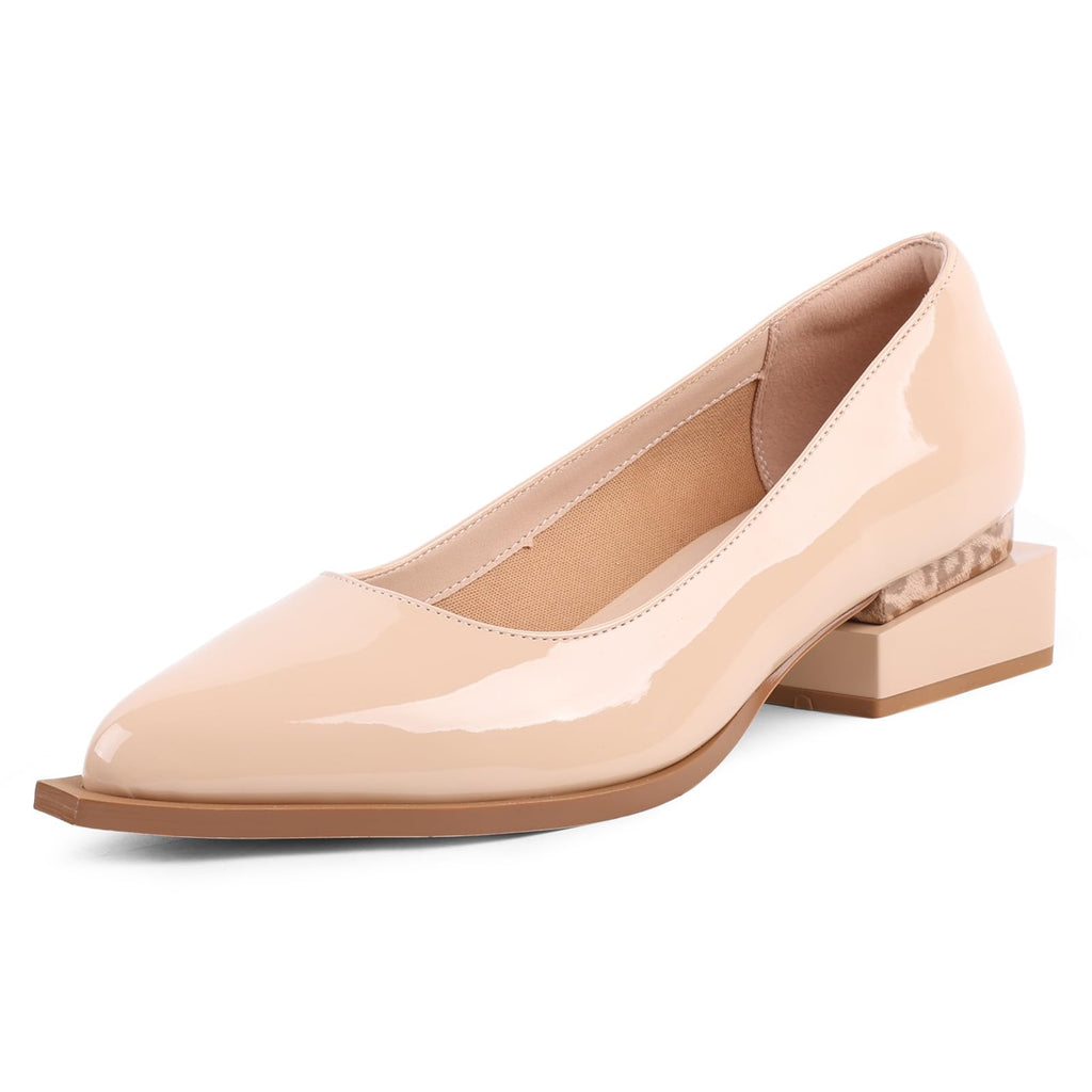 LingxiaUne Dress Shoes for Women, Comfortable Dressy Flats, Womens Chunky Heel Pumps with Arch Support and Pointed Toe