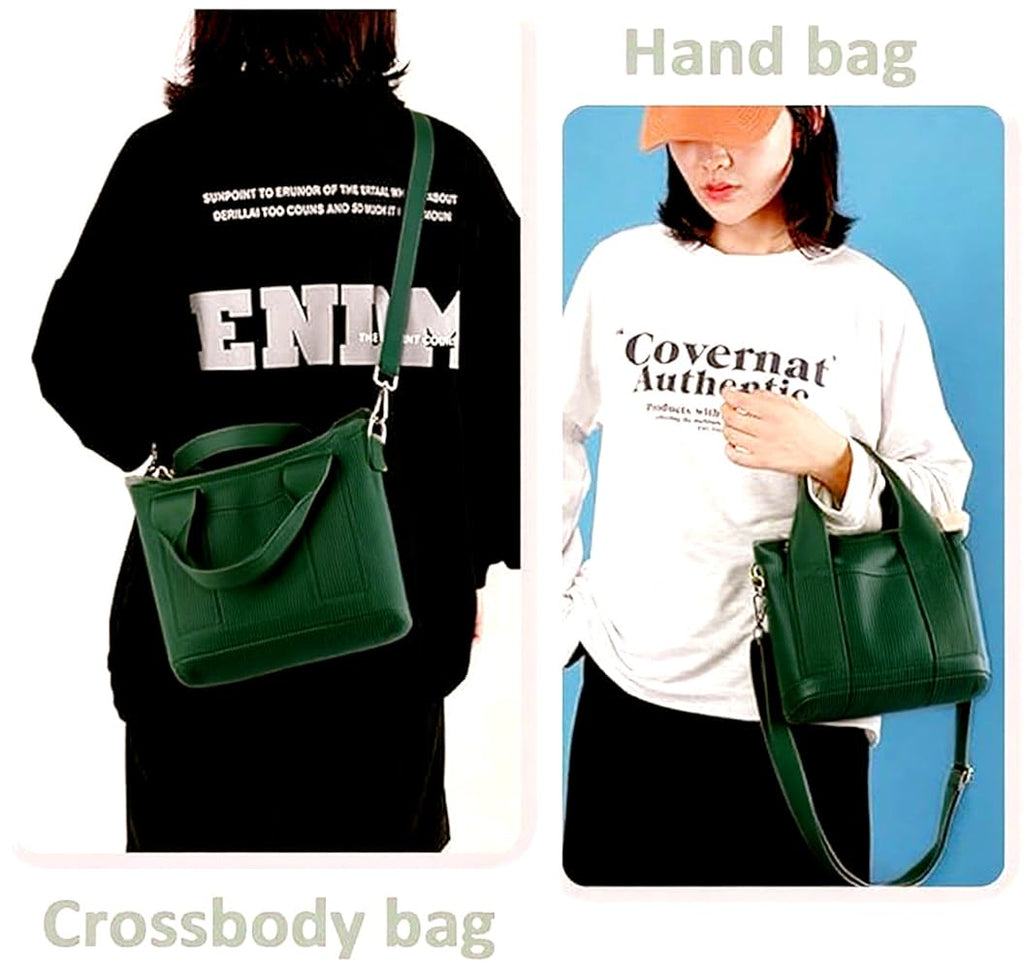Small Tote Bag with Zipper, 2024 Canvas Multi-Pocket Crossbody Bag Shoulder Bag Satchel Hobo Bag Messenger Bag