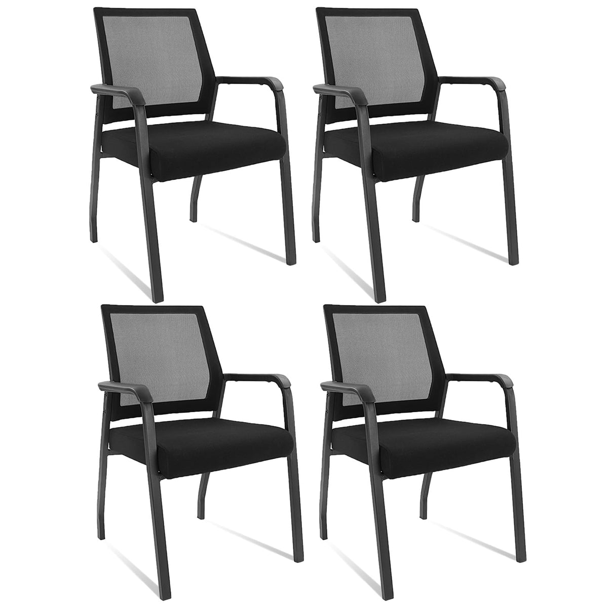 KLASIKA Desk Chair No Wheels with Adjustable Mesh Backrest, Arm Chair with Ergonomic Lumbar Support and Thickened Seats Cushion, Waiting Room Chairs for Office School Church Guest Reception