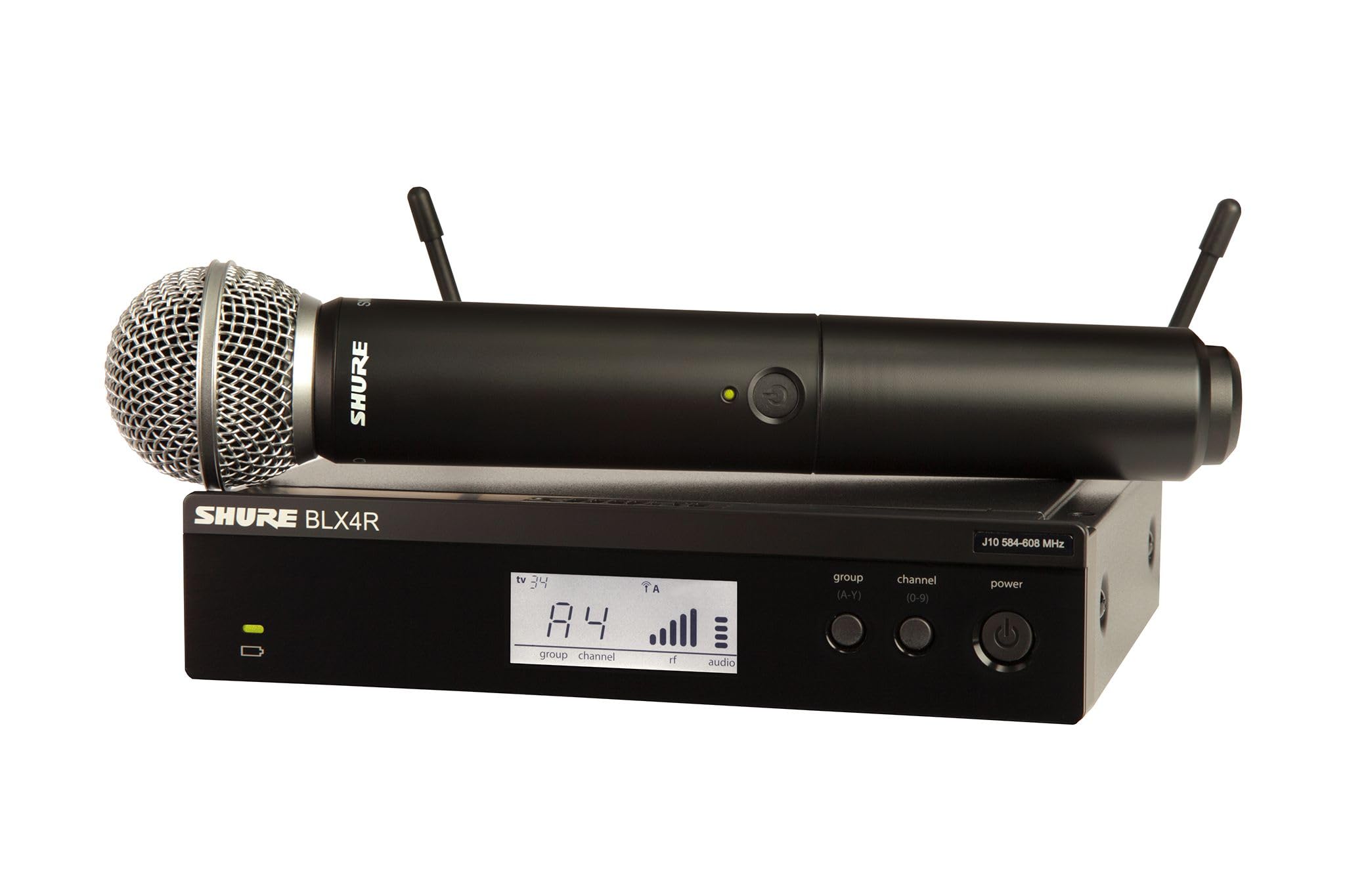 Shure BLX24/SM58 Wireless Microphone System - 14-Hour Battery Life, 300 ft Range, UHF | Includes SM58 Handheld Vocal Mic, Single Channel Receiver | H9 Band (BLX24/SM58-H9)