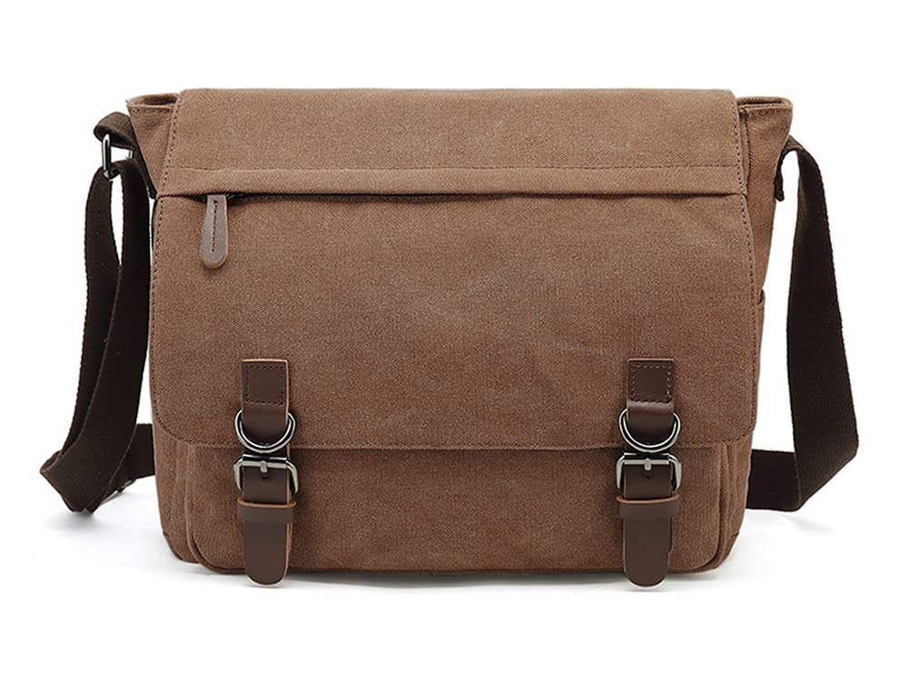 Sechunk Canvas Vintage Messenger Bag Shoulder bag Leather Large Travel Crossbody bags for men women 15inch Laptop