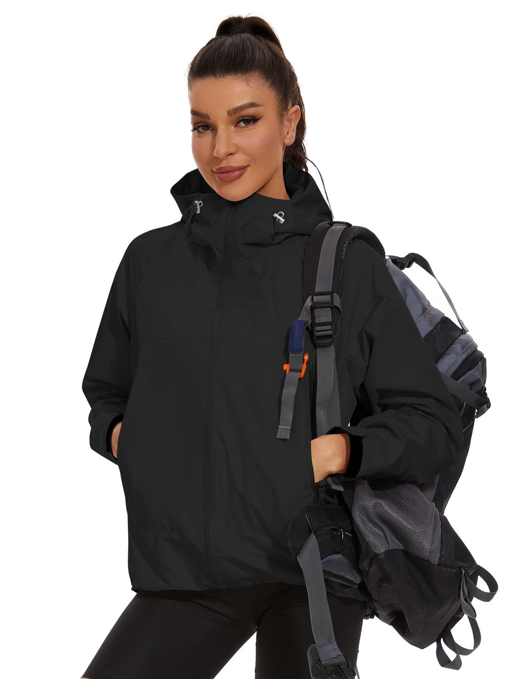 Avoogue Rain Jacket for Women Waterproof Lightweight Rain Coat Hiking Windbreaker Jacket with Hood