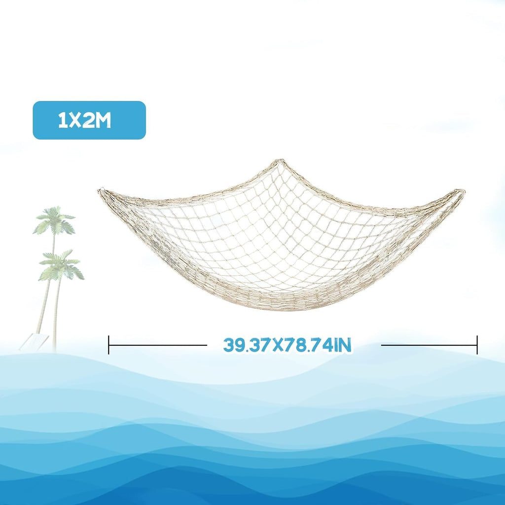 Sukh Fish Net Decorations for Party - 2PCS 39.37 * 78.74 in Fishing Net Decoration Netting for Wall Photo Hanging Nautical Fishnet Table Runner Decorative Ocean Theme Birthday Party Rope Nets