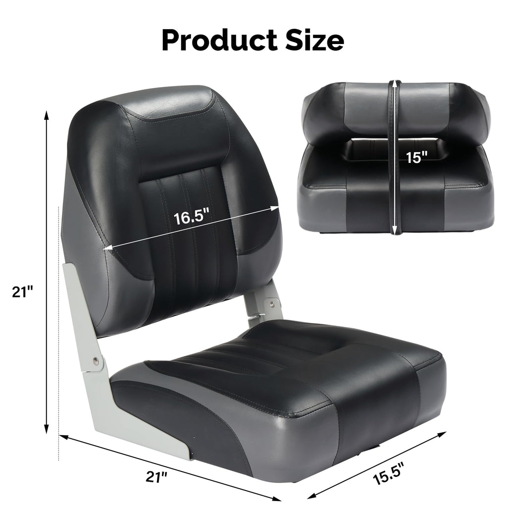 PEXMOR Boat Seats, Low/High Back, Folding, Waterproof, Captain Seat, 2 Packs (High Back-Blue & White)