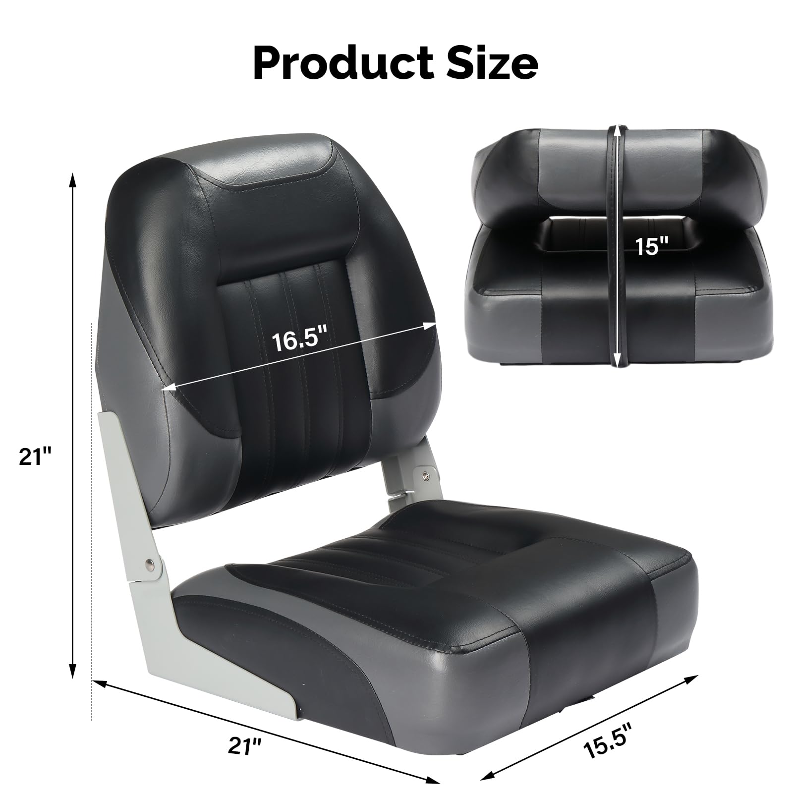 PEXMOR Boat Seats, Low/High Back, Folding, Waterproof, Captain Seat, 2 Packs (High Back-Blue & White)