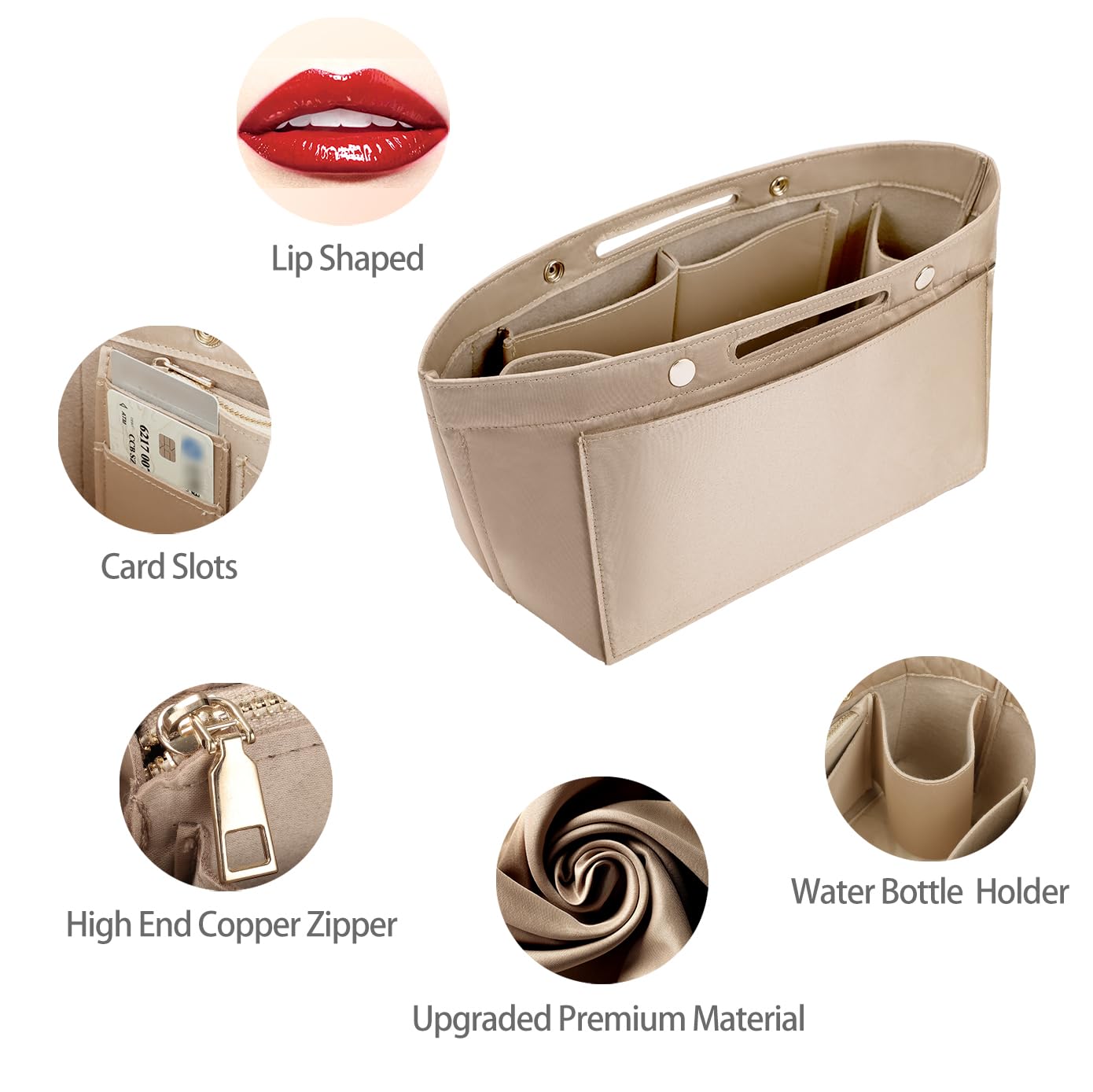 ZTUJO Purse Organizer Insert For Handbag & Tote Shaper,Tote Bag Organizer Insert For Speedy Neverful, 6 Sizes(Small, Silky Brown)