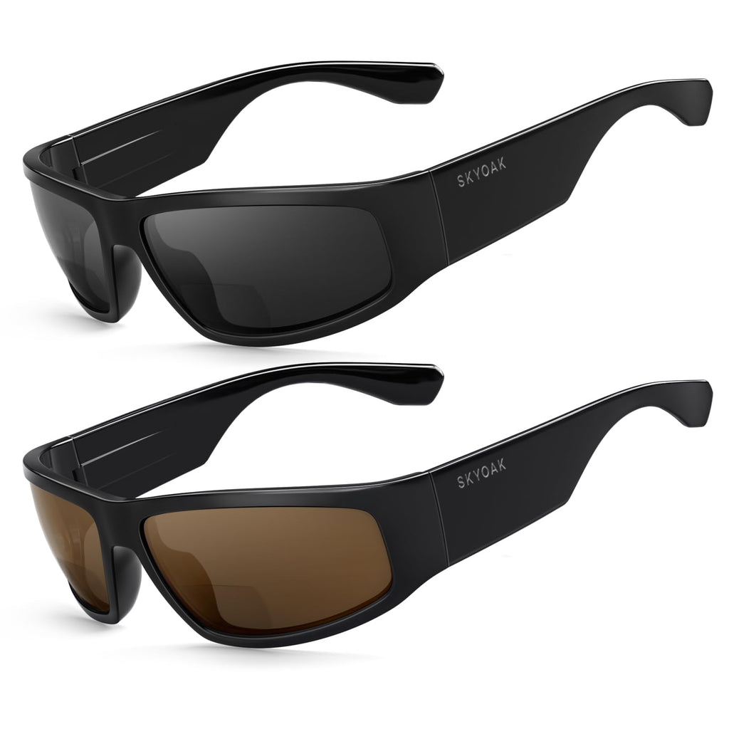 SKYOAK 3 PACK Evolved Unbreakable Bifocal Reading Sunglasses Men TR90 Frame Wrap Around Design Glasses UV 400 Protection Outdoor Sun Reader Sports/Driving (Black & Blue & Tortoise +1.50)