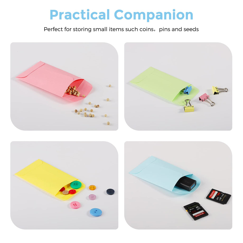 ACSTEP 500 Pack Coin and Small Parts Envelopes #1 Tip Envelope 2-1/4 X3-1/2 Mini Envelope with Gummed Flap for Home, Garden or Office Use(Black)
