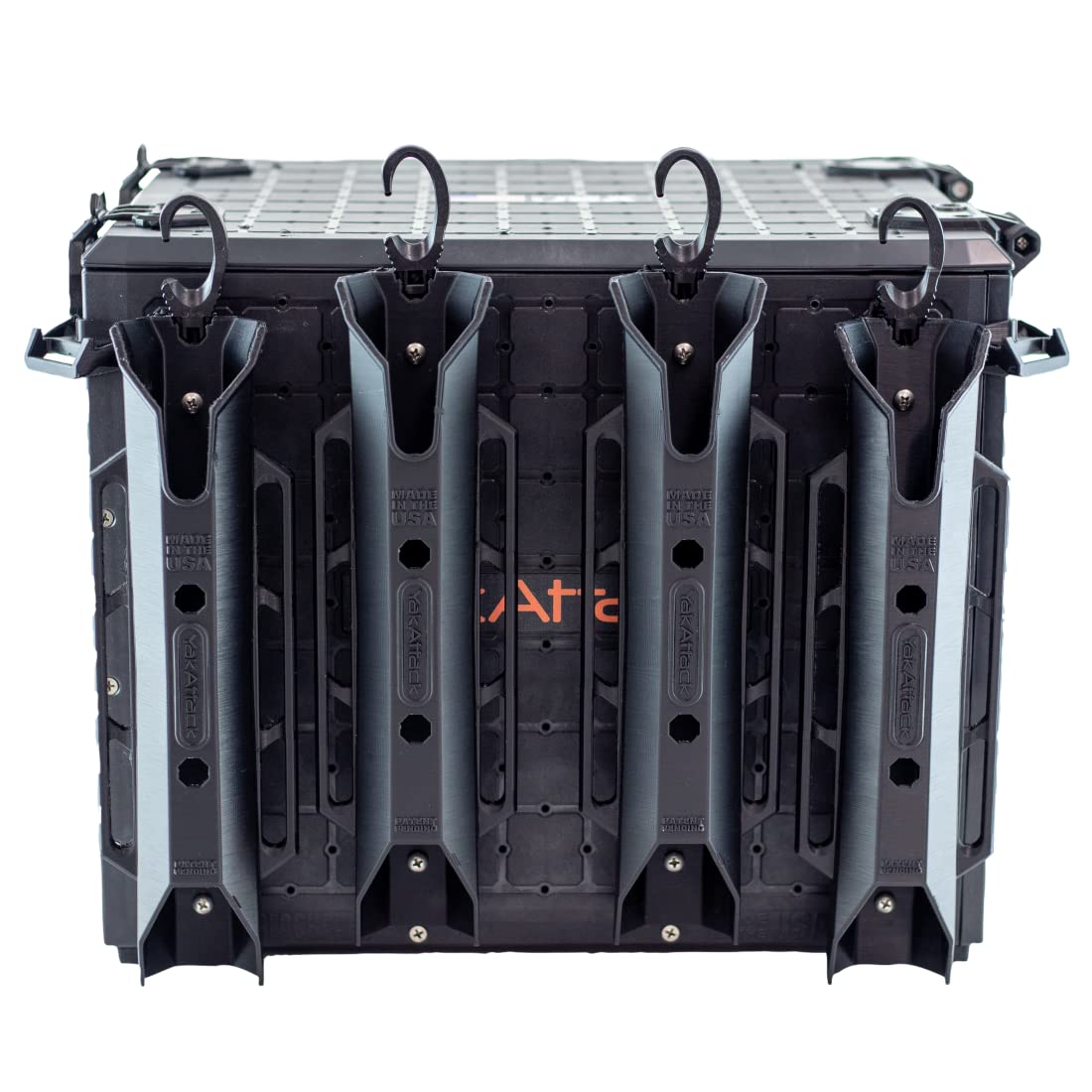 YakAttack BlackPak Pro 13" x 13" Fishing Crate with 3 Rod Holders - Battleship Grey | Compact Tackle Storage Box & Gear Organizer for Kayaks | Lightweight, Durable & Customizable Marine Accessory