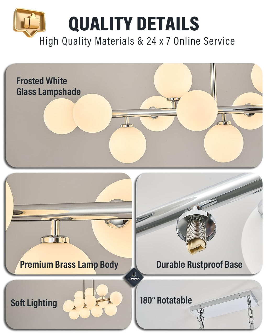 Modern Linear Chandeliers for Dining Room, 8-Light Globe Sputnik Pendant Ceiling Light, Black Dining Room Light Fixture Over Table, Mid Century Glass Milk White Bubble, 31.5 Inch, GC-09